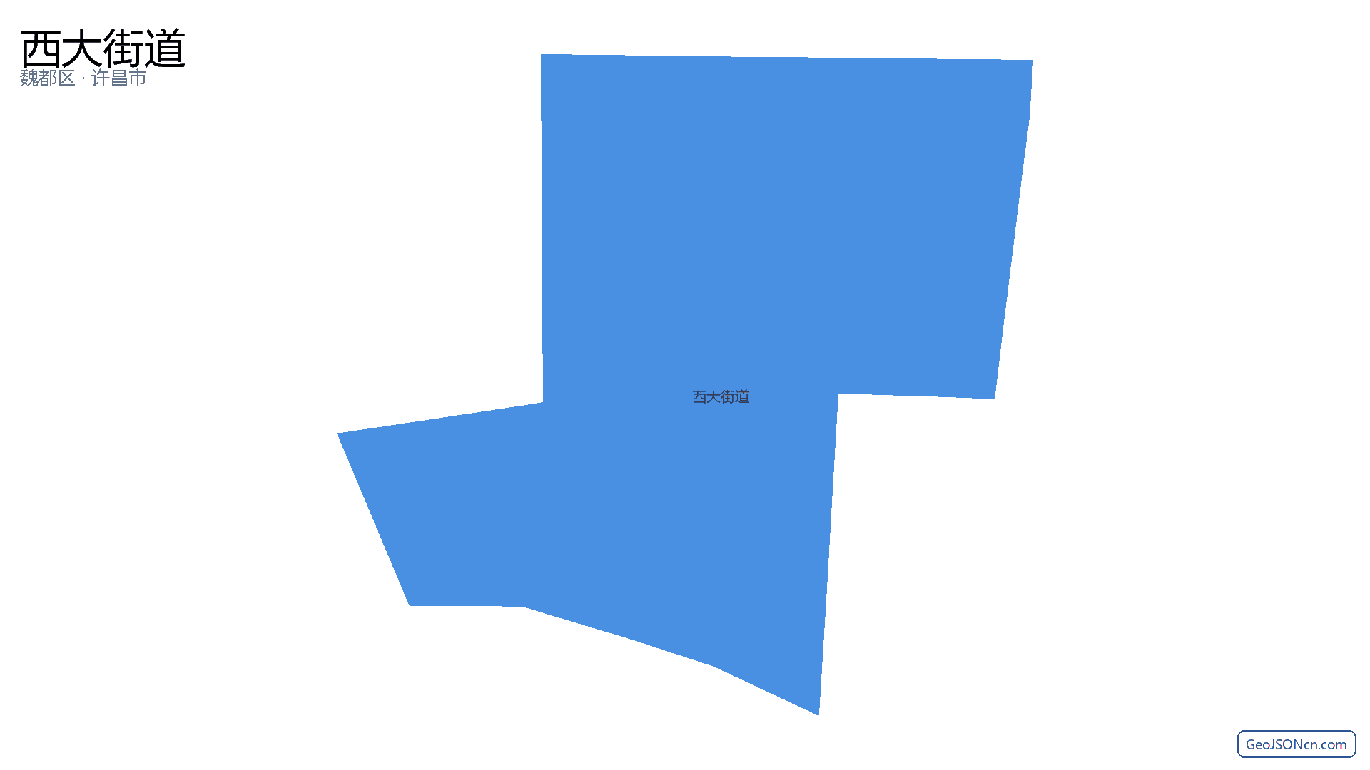 西大街道行政区划边界地图（魏都区·许昌市）,提供GeoJSON、SHP矢量边界数据下载及高清地图大图(PNG/JPG) - GeoJSONcn.com