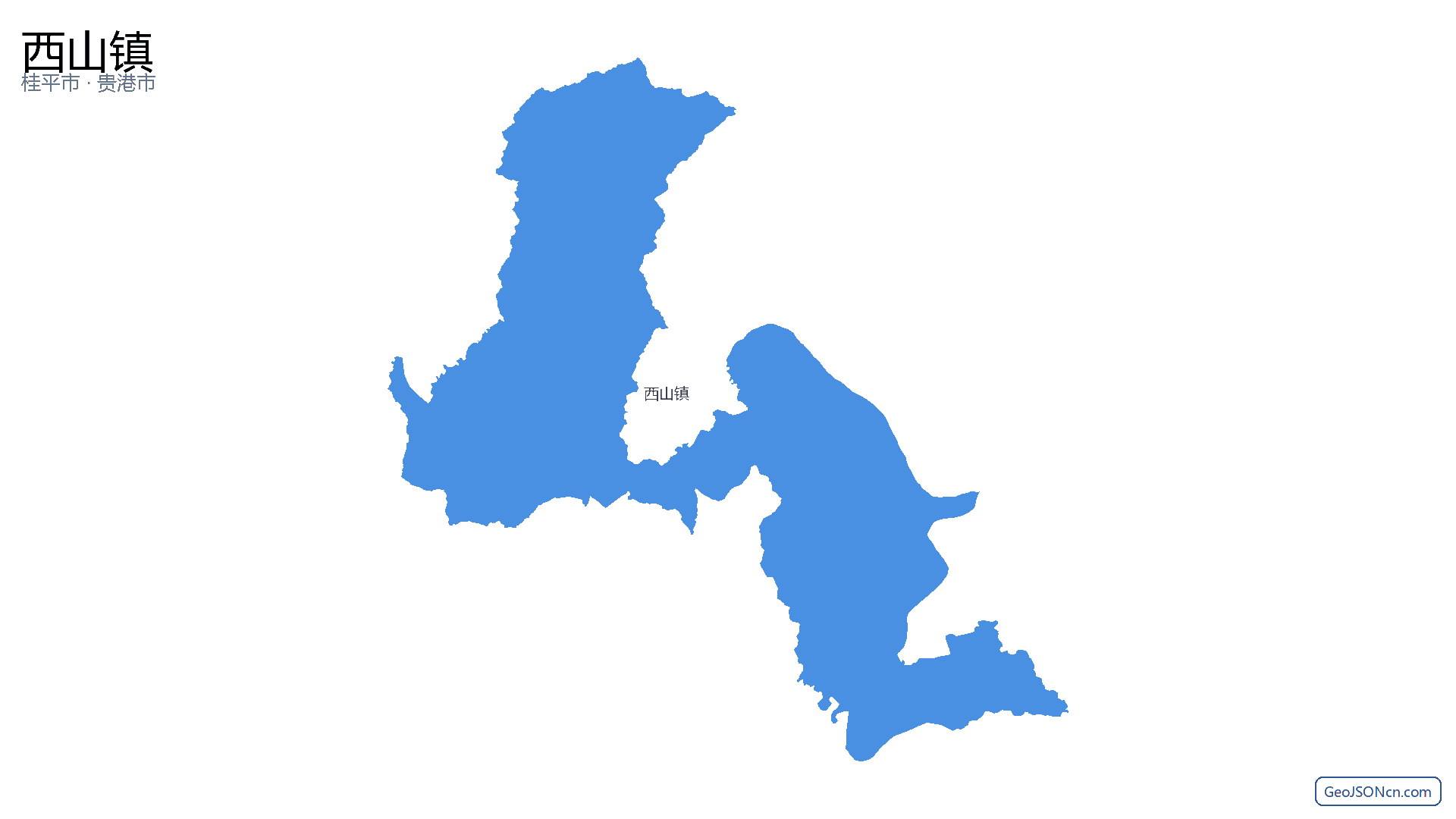 西山镇行政区划边界地图（桂平市·贵港市）,提供GeoJSON、SHP矢量边界数据下载及高清地图大图(PNG/JPG) - GeoJSONcn.com
