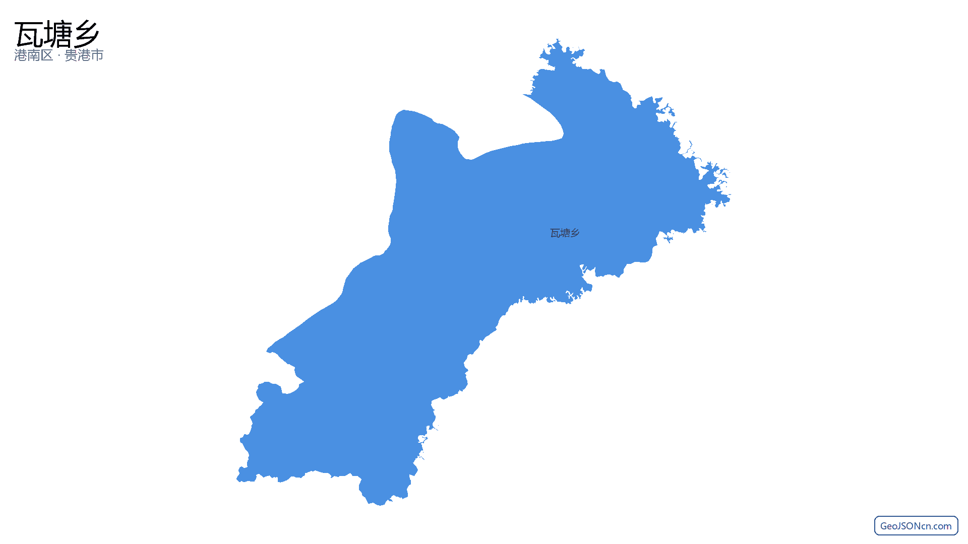 瓦塘乡行政区划边界地图（港南区·贵港市）,提供GeoJSON、SHP矢量边界数据下载及高清地图大图(PNG/JPG) - GeoJSONcn.com