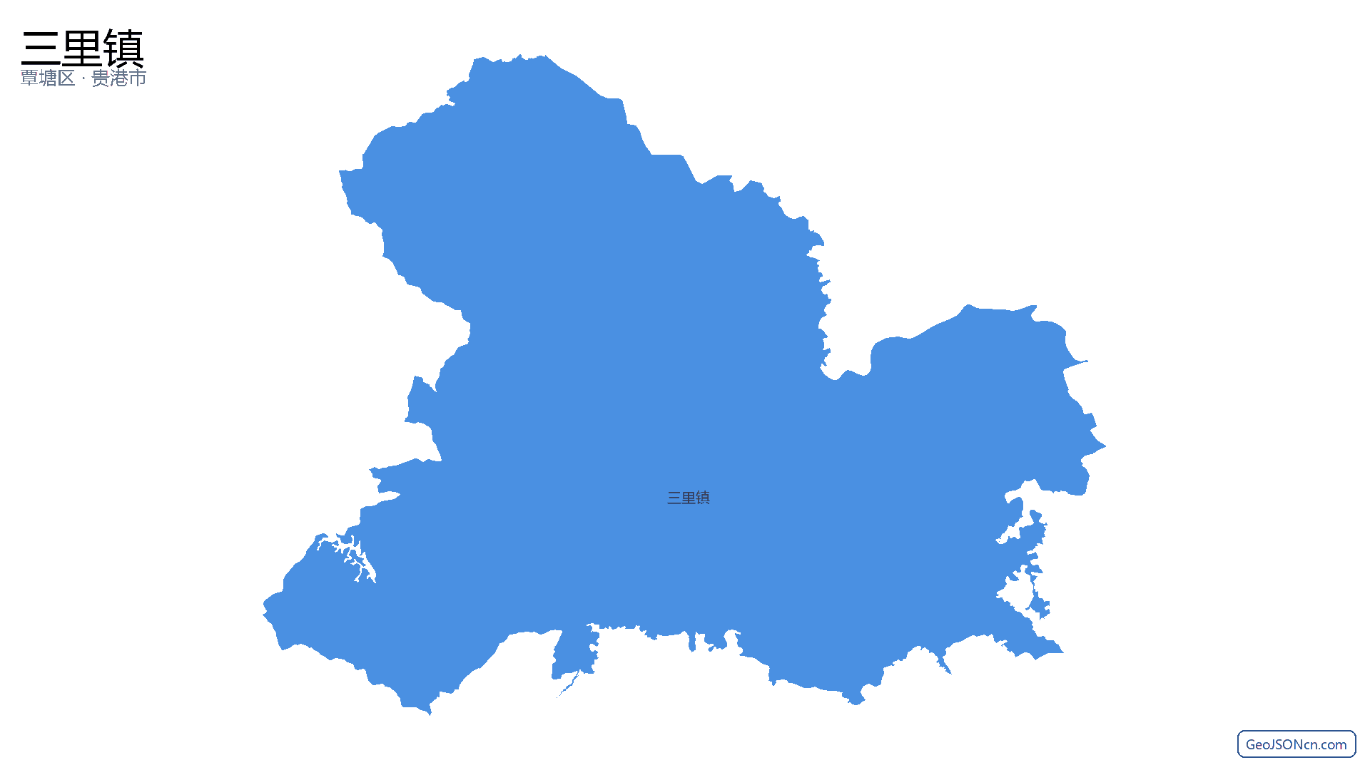 三里镇行政区划边界地图（覃塘区·贵港市）,提供GeoJSON、SHP矢量边界数据下载及高清地图大图(PNG/JPG) - GeoJSONcn.com