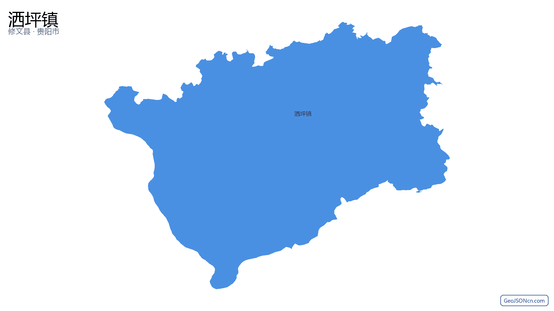 洒坪镇行政区划边界地图（修文县·贵阳市）,提供GeoJSON、SHP矢量边界数据下载及高清地图大图(PNG/JPG) - GeoJSONcn.com