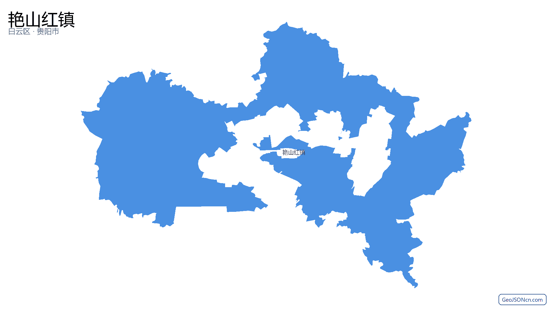 艳山红镇行政区划边界地图（白云区·贵阳市）,提供GeoJSON、SHP矢量边界数据下载及高清地图大图(PNG/JPG) - GeoJSONcn.com