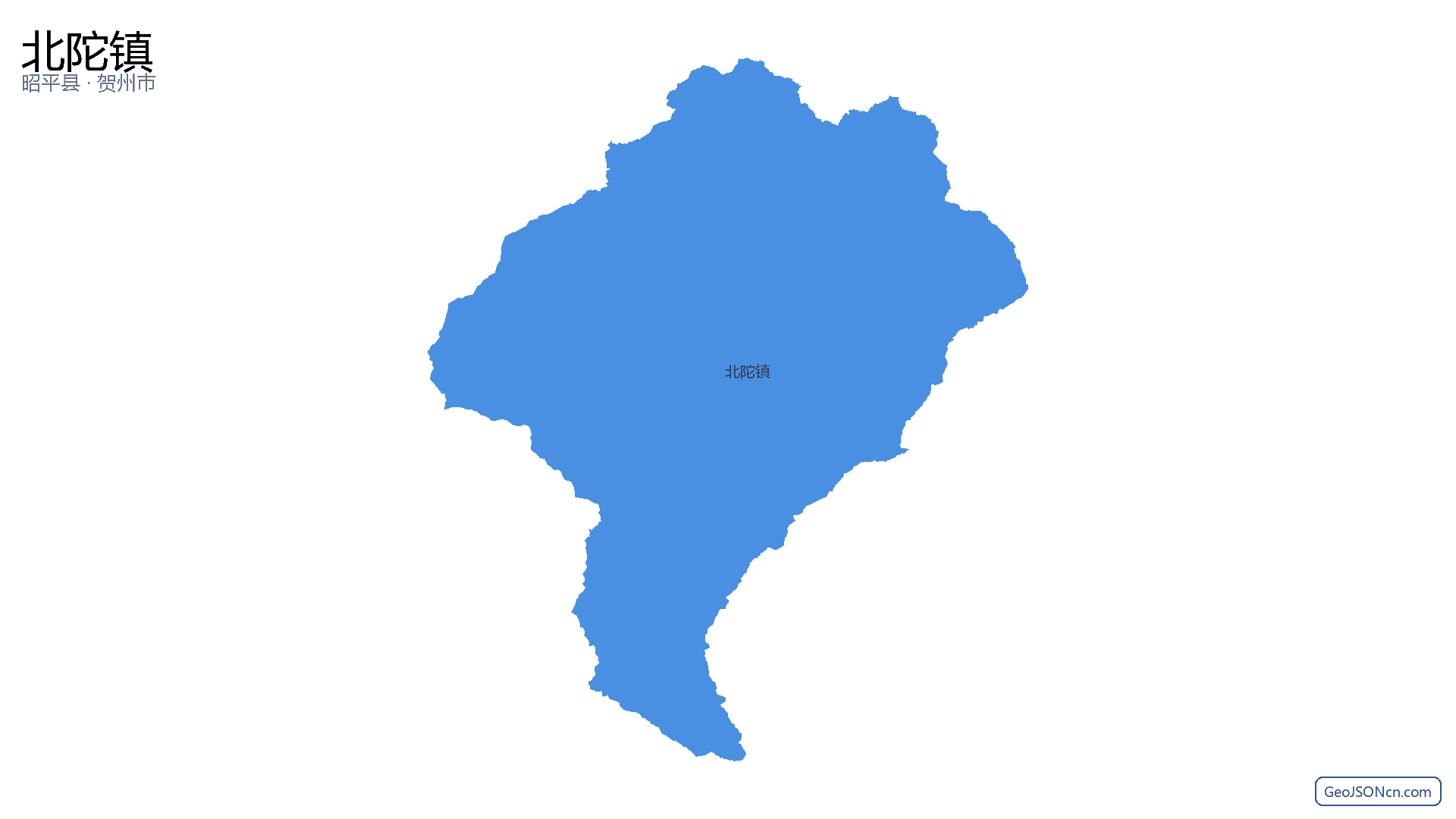 北陀镇行政区划边界地图（昭平县·贺州市）,提供GeoJSON、SHP矢量边界数据下载及高清地图大图(PNG/JPG) - GeoJSONcn.com