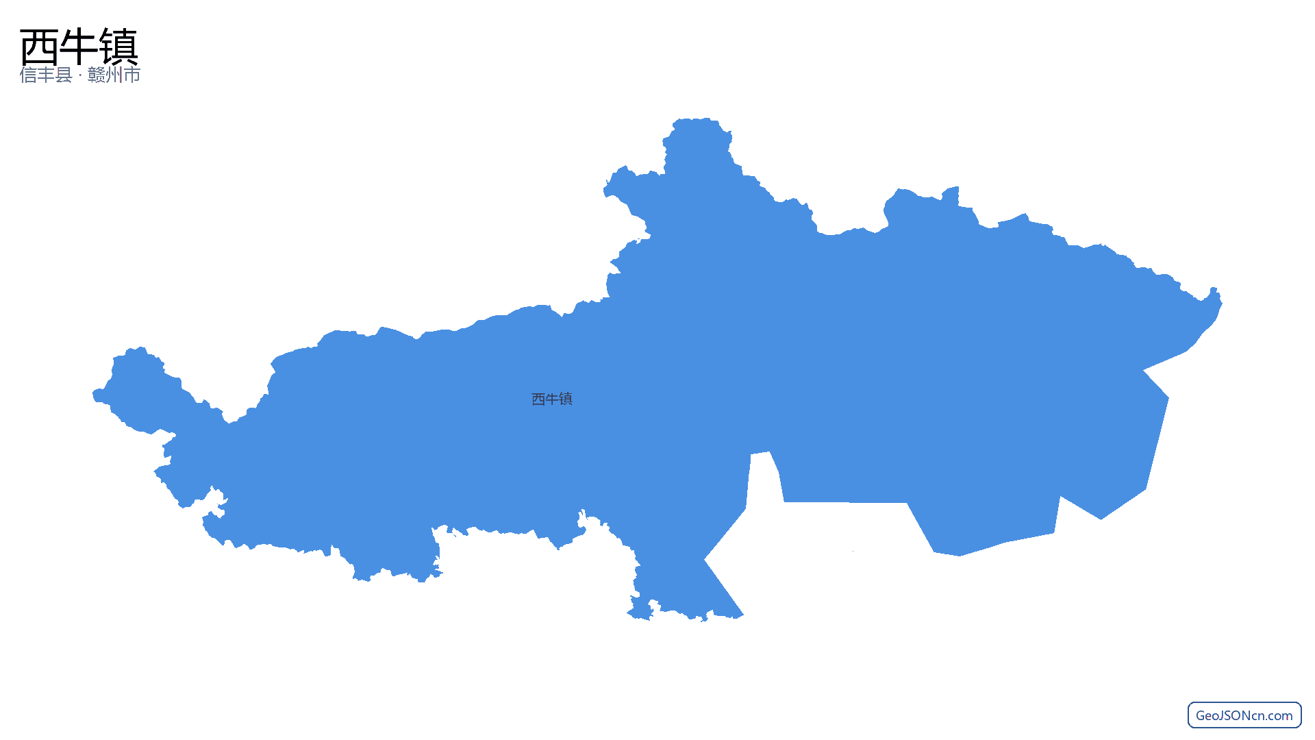西牛镇行政区划边界地图（信丰县·赣州市）,提供GeoJSON、SHP矢量边界数据下载及高清地图大图(PNG/JPG) - GeoJSONcn.com