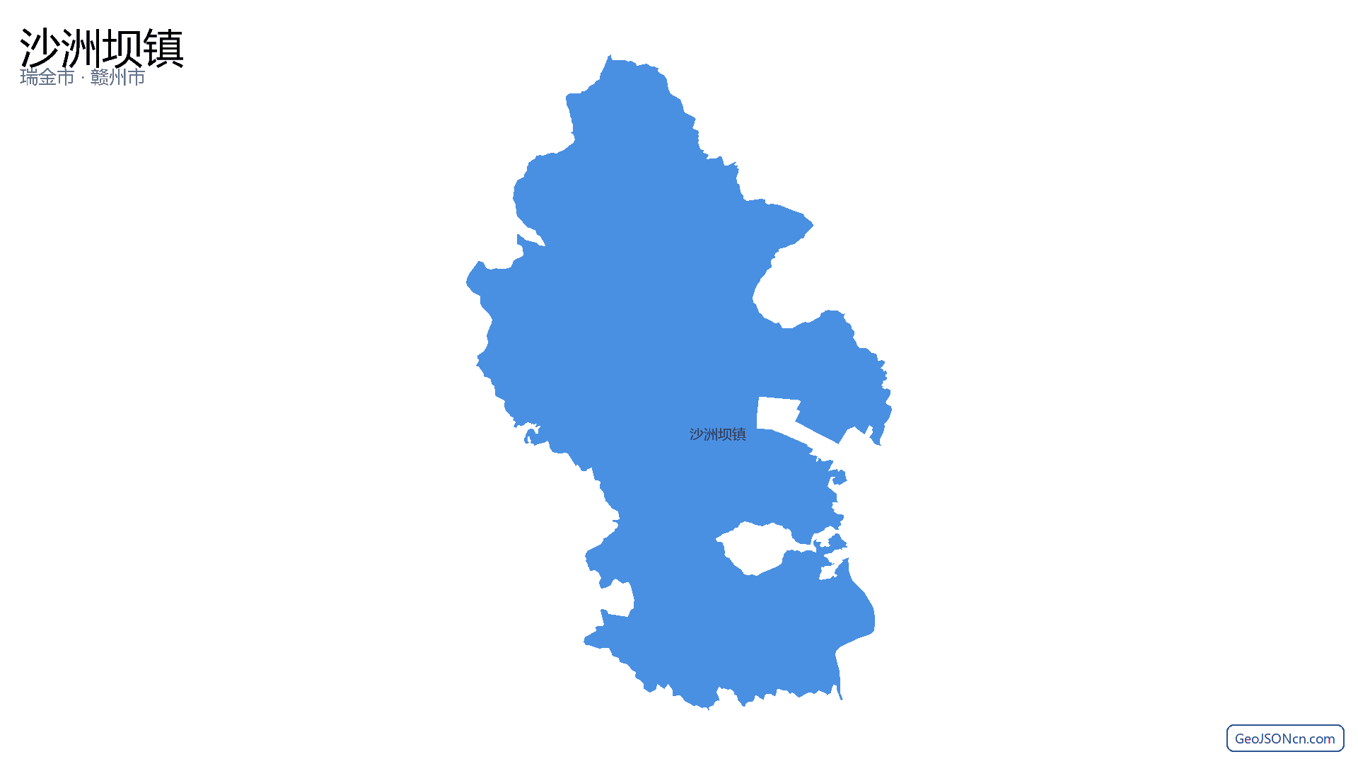 沙洲坝镇行政区划边界地图（瑞金市·赣州市）,提供GeoJSON、SHP矢量边界数据下载及高清地图大图(PNG/JPG) - GeoJSONcn.com