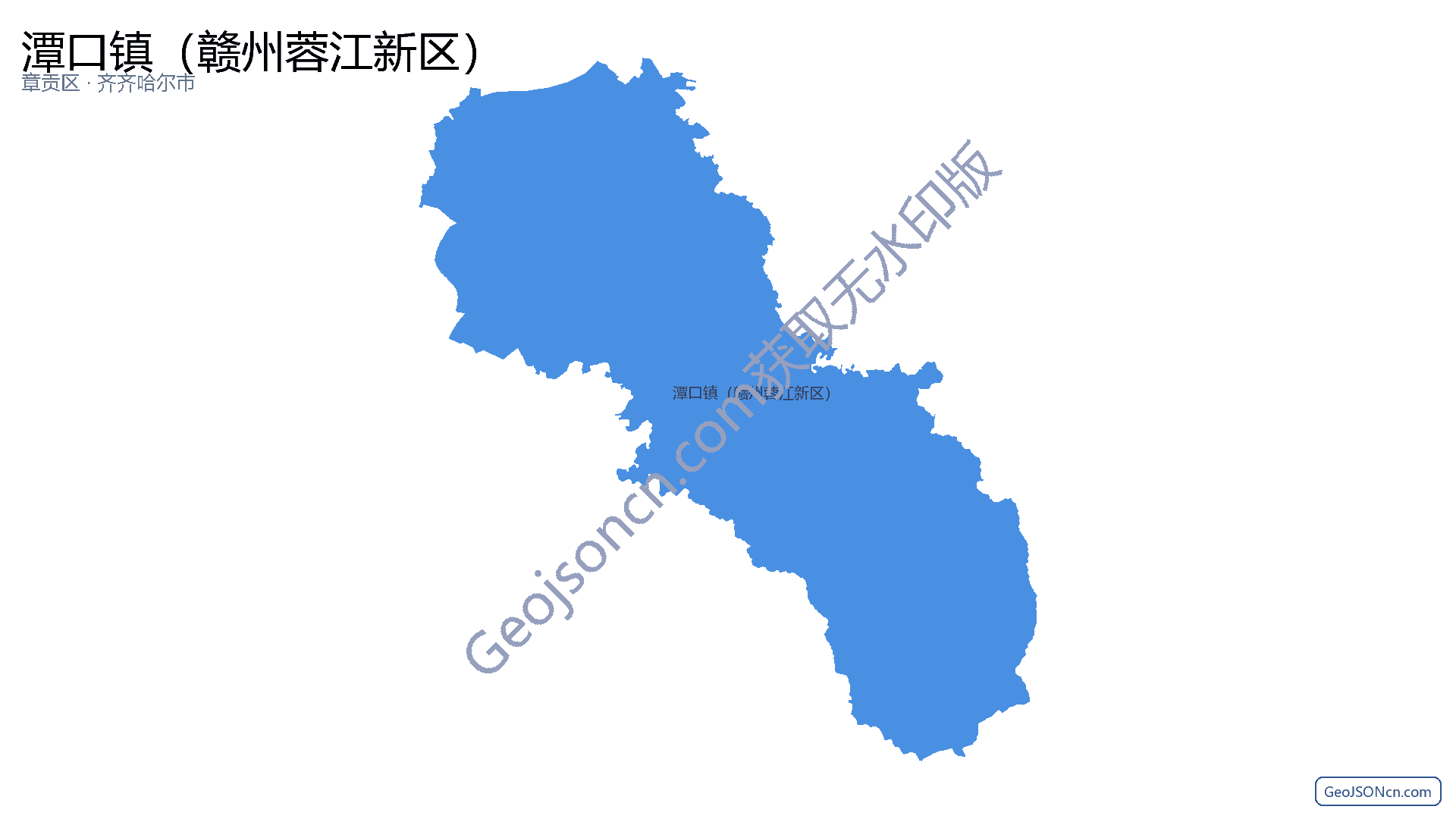 潭口镇（赣州蓉江新区）行政区划边界地图（章贡区·赣州市）,提供GeoJSON、SHP矢量边界数据下载及高清地图大图(PNG/JPG) - GeoJSONcn.com