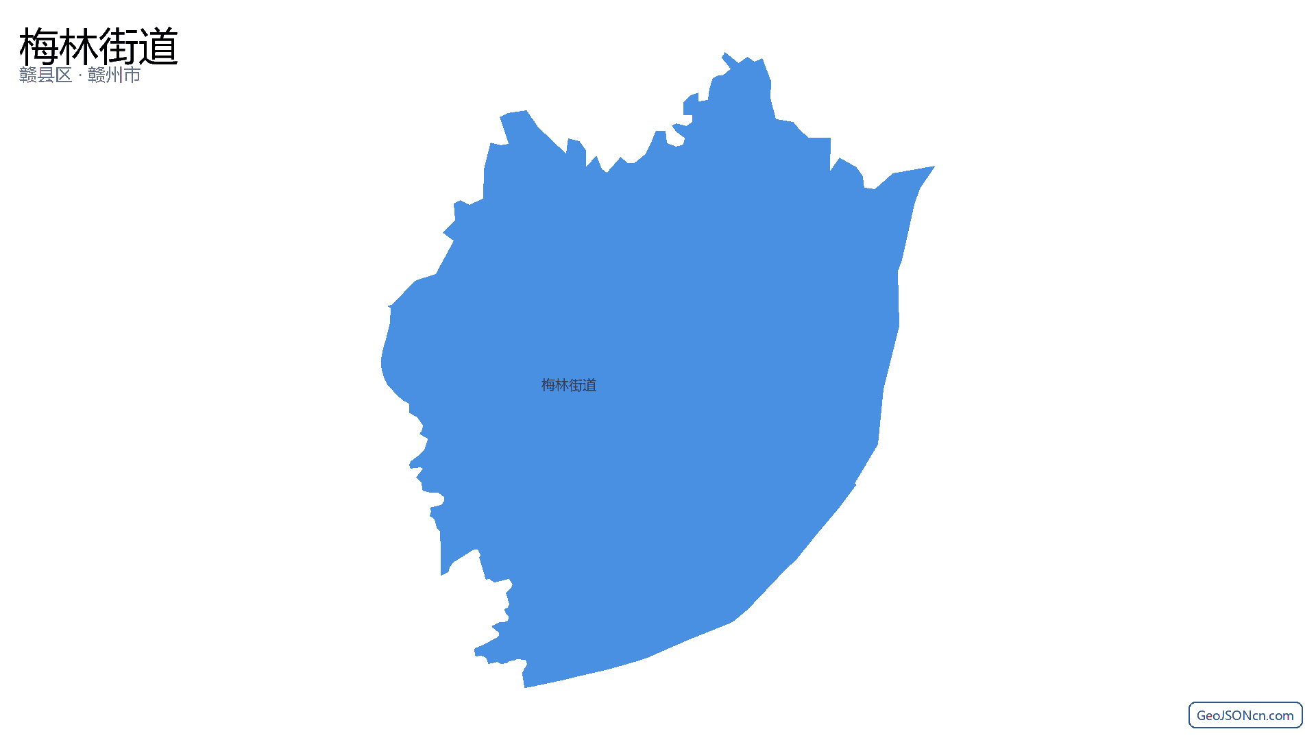 梅林街道行政区划边界地图(赣县区·赣州市),提供GeoJSON、SHP矢量边界数据下载及高清地图大图(PNG/JPG) - GeoJSONcn.com