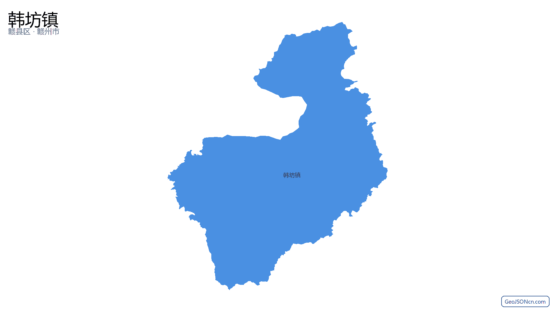 韩坊镇行政区划边界地图(赣县区·赣州市),提供GeoJSON、SHP矢量边界数据下载及高清地图大图(PNG/JPG) - GeoJSONcn.com