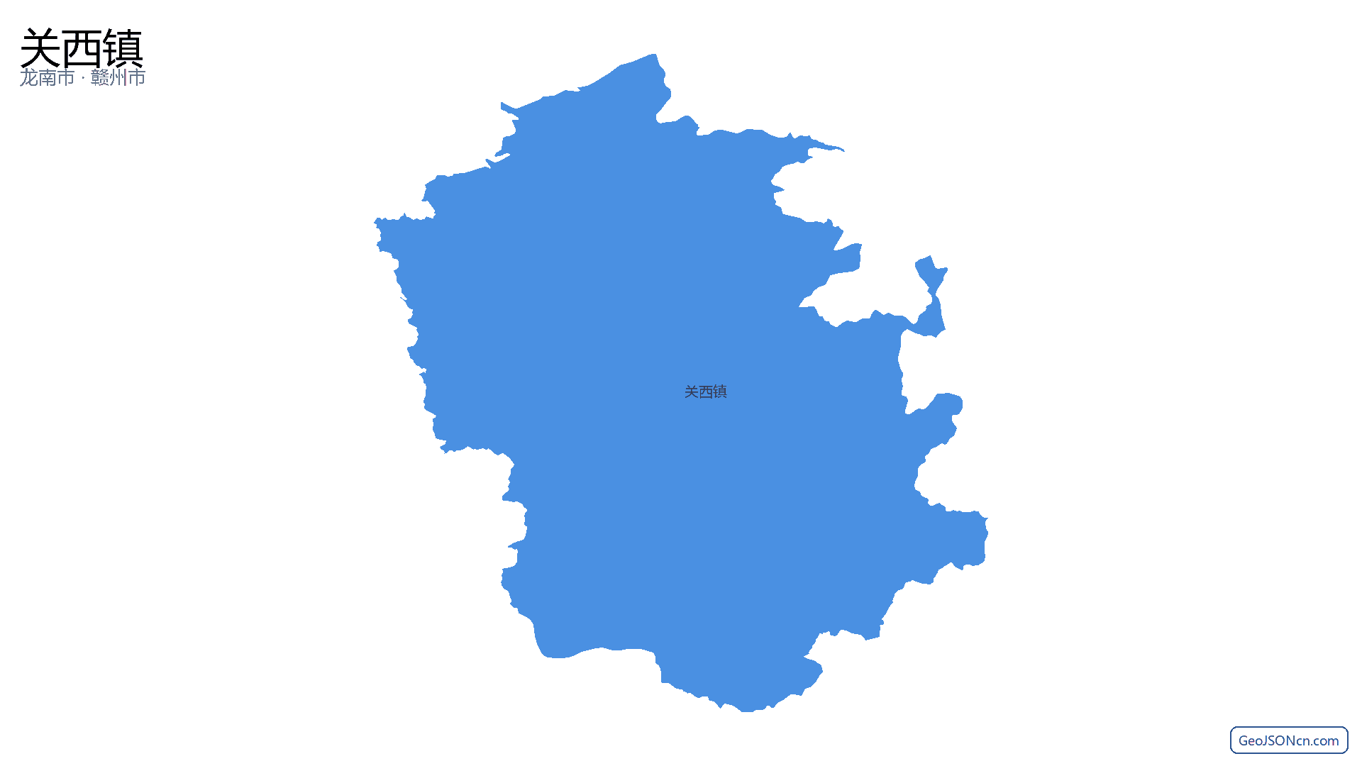 关西镇行政区划边界地图（龙南市·赣州市）,提供GeoJSON、SHP矢量边界数据下载及高清地图大图(PNG/JPG) - GeoJSONcn.com