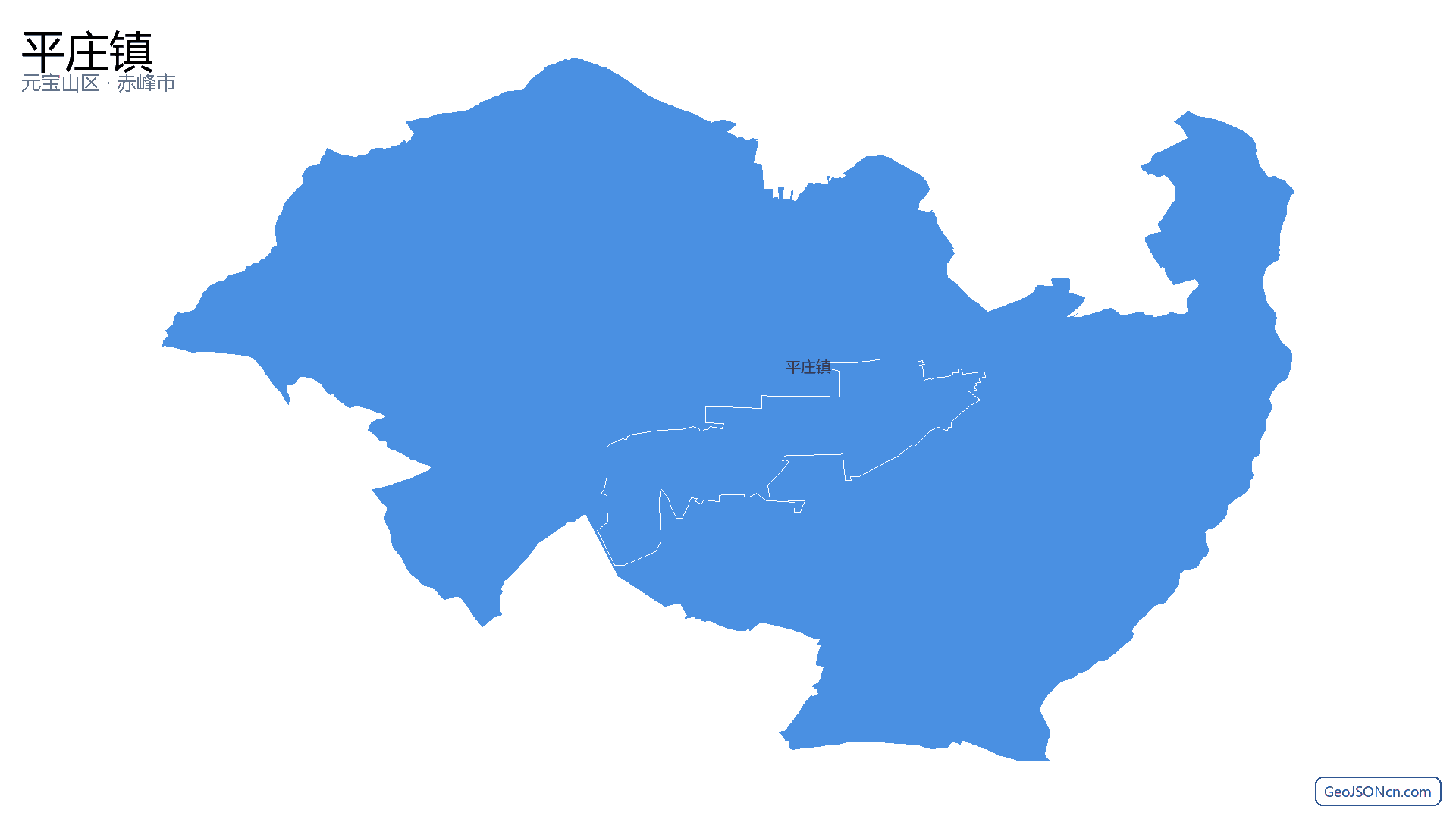 平庄镇行政区划边界地图（元宝山区·赤峰市）,提供GeoJSON、SHP矢量边界数据下载及高清地图大图(PNG/JPG) - GeoJSONcn.com