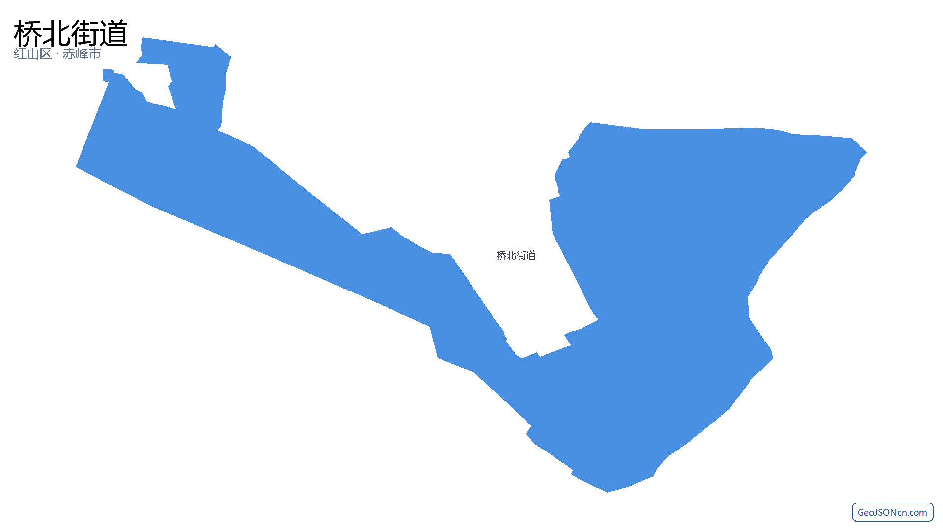 桥北街道行政区划边界地图(红山区·赤峰市),提供GeoJSON、SHP矢量边界数据下载及高清地图大图(PNG/JPG) - GeoJSONcn.com