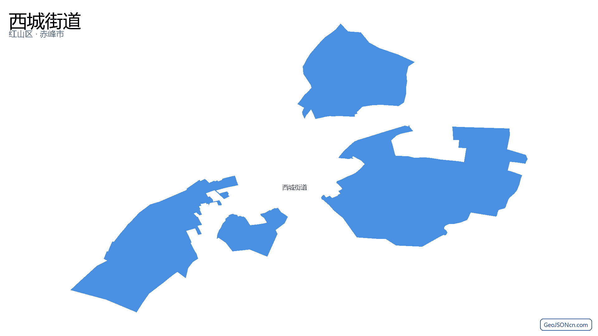 西城街道行政区划边界地图（红山区·赤峰市）,提供GeoJSON、SHP矢量边界数据下载及高清地图大图(PNG/JPG) - GeoJSONcn.com