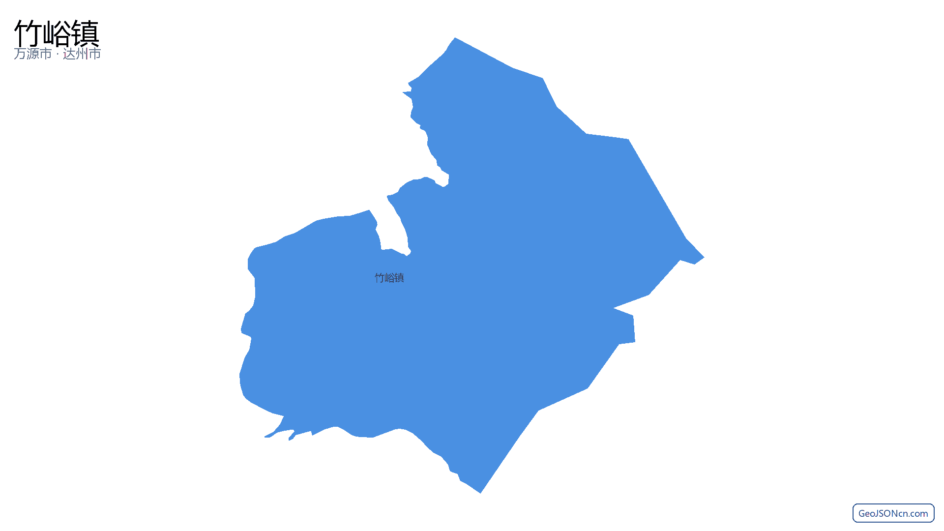 竹峪镇行政区划边界地图(万源市·达州市),提供GeoJSON、SHP矢量边界数据下载及高清地图大图(PNG/JPG) - GeoJSONcn.com