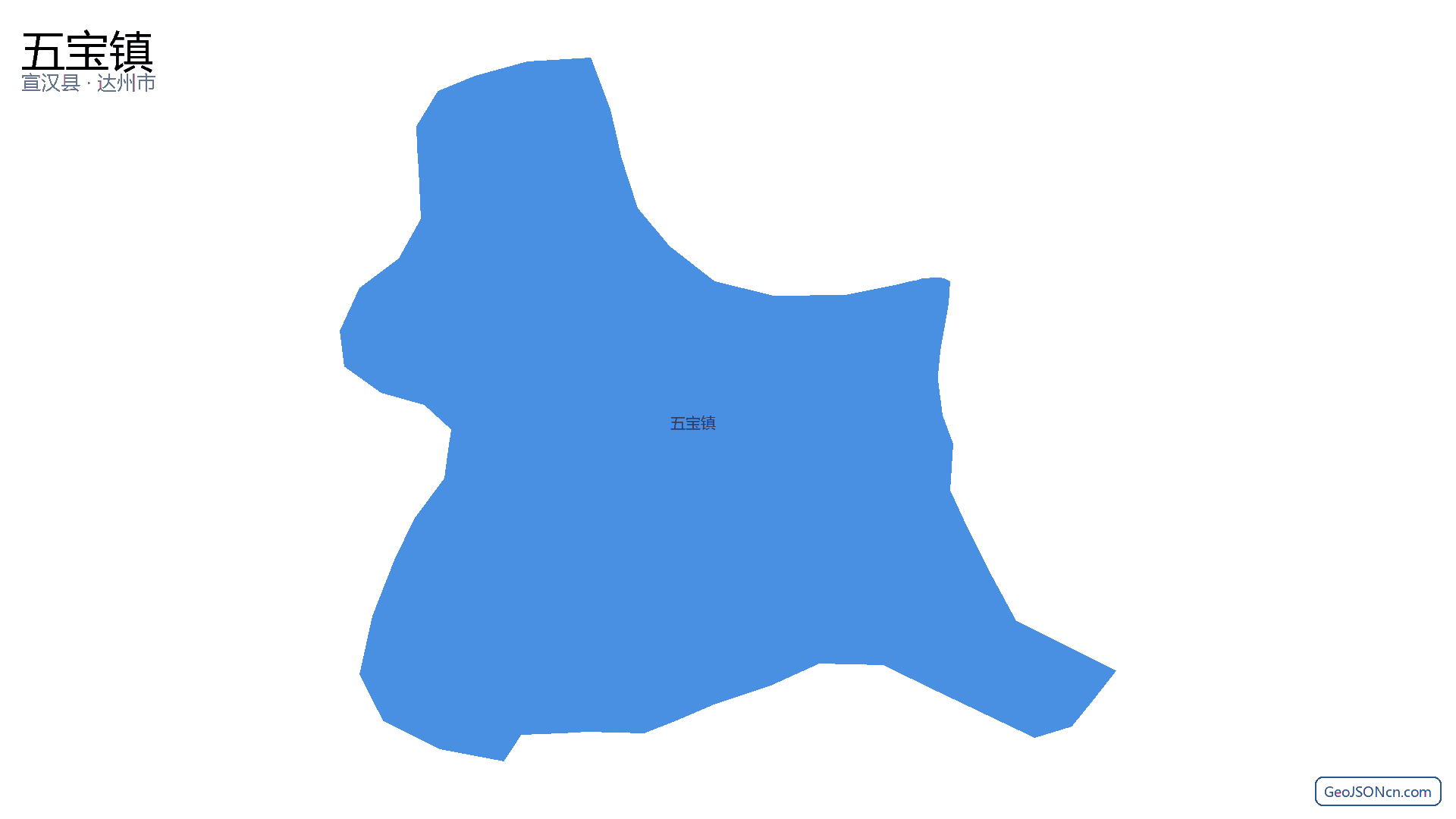 五宝镇行政区划边界地图（宣汉县·达州市）,提供GeoJSON、SHP矢量边界数据下载及高清地图大图(PNG/JPG) - GeoJSONcn.com