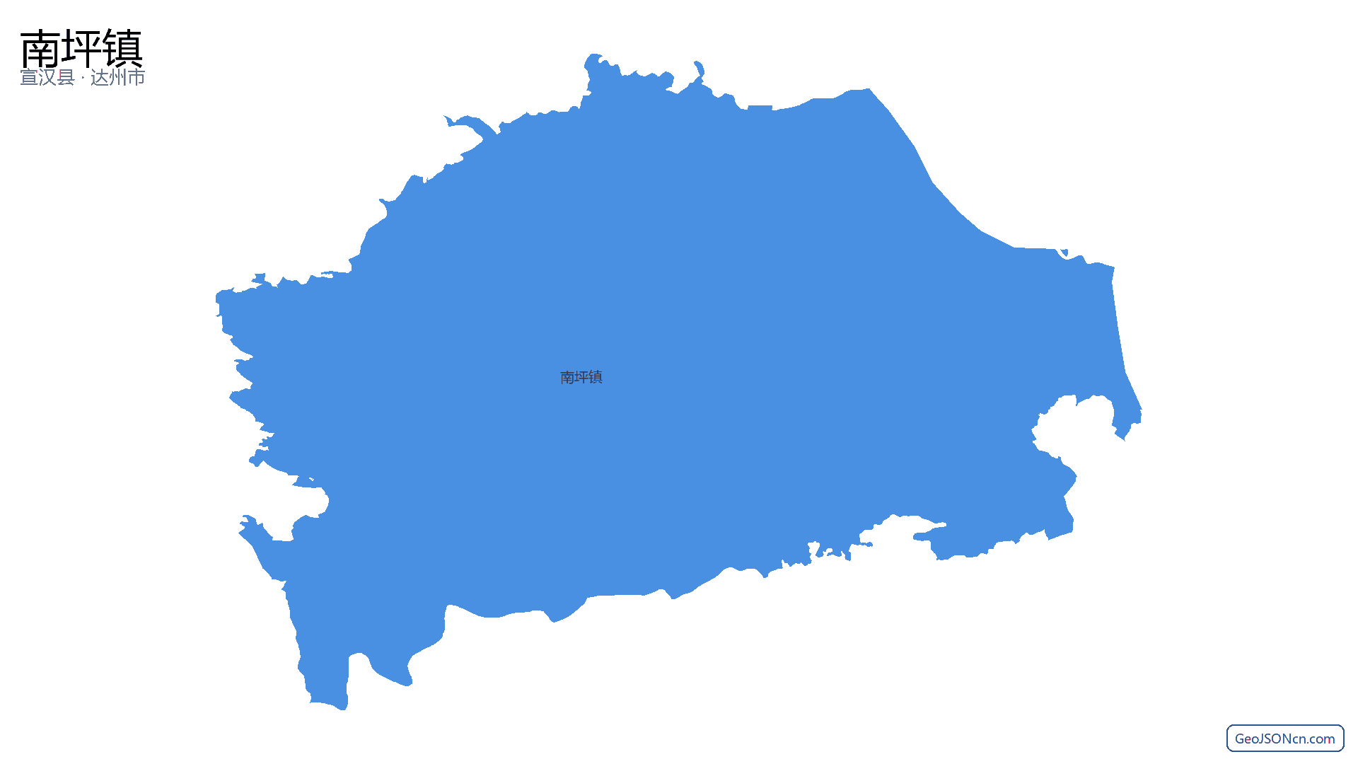 南坪镇行政区划边界地图（宣汉县·达州市）,提供GeoJSON、SHP矢量边界数据下载及高清地图大图(PNG/JPG) - GeoJSONcn.com