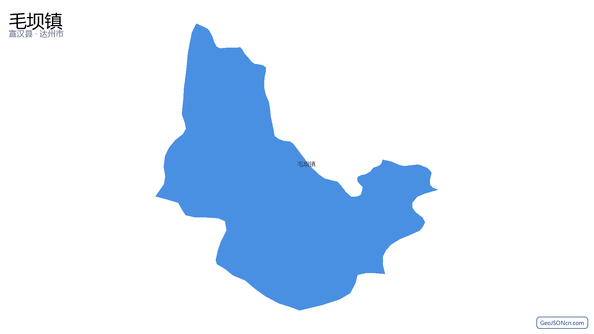 毛坝镇行政区划边界地图(宣汉县·达州市),提供GeoJSON、SHP矢量边界数据下载及高清地图大图(PNG/JPG) - GeoJSONcn.com