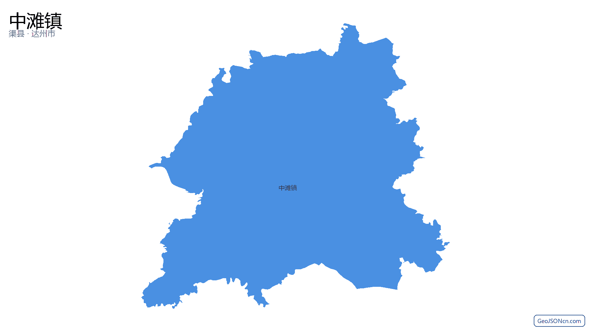 中滩镇行政区划边界地图（渠县·达州市）,提供GeoJSON、SHP矢量边界数据下载及高清地图大图(PNG/JPG) - GeoJSONcn.com