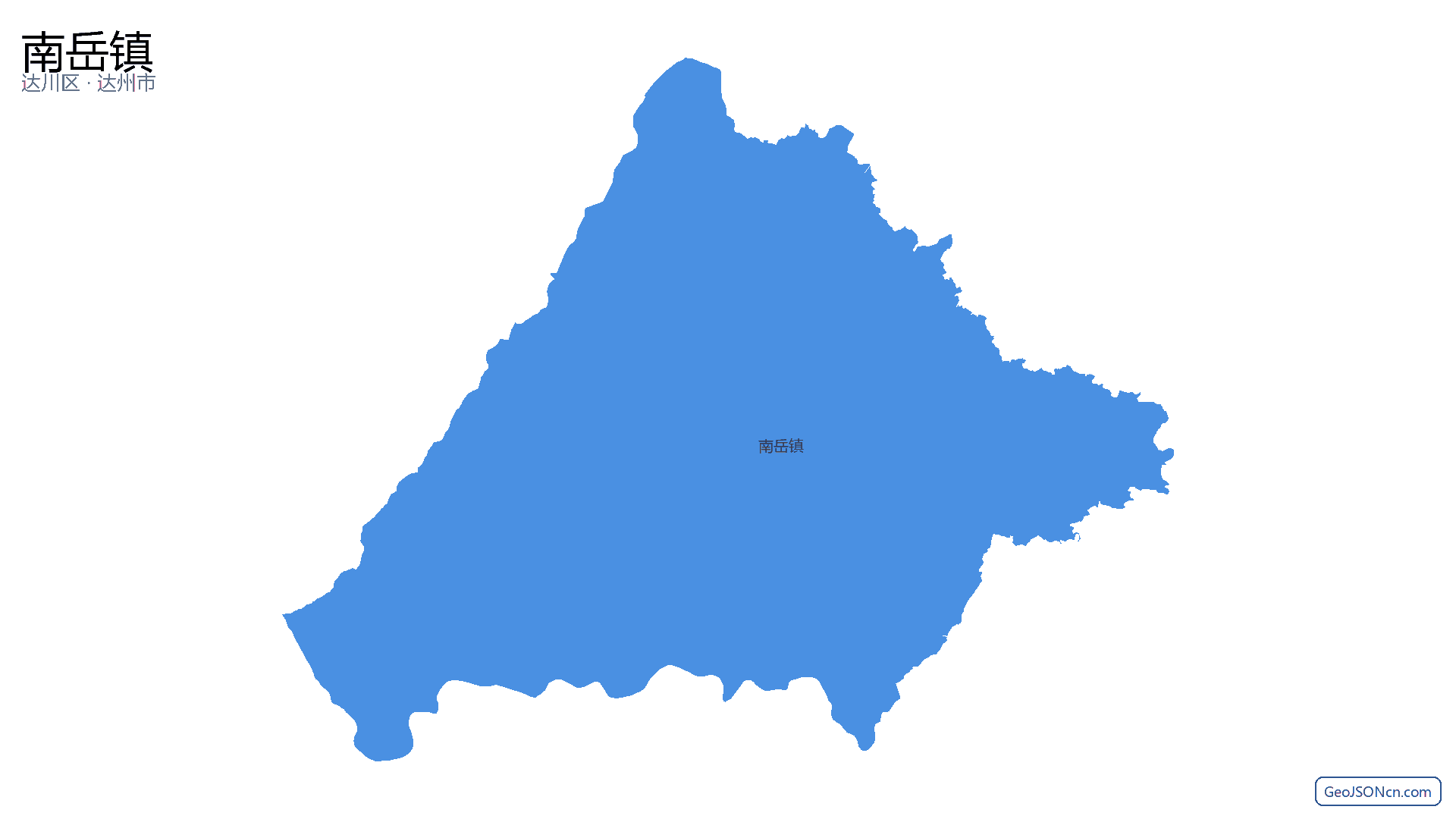南岳镇行政区划边界地图(达川区·达州市),提供GeoJSON、SHP矢量边界数据下载及高清地图大图(PNG/JPG) - GeoJSONcn.com