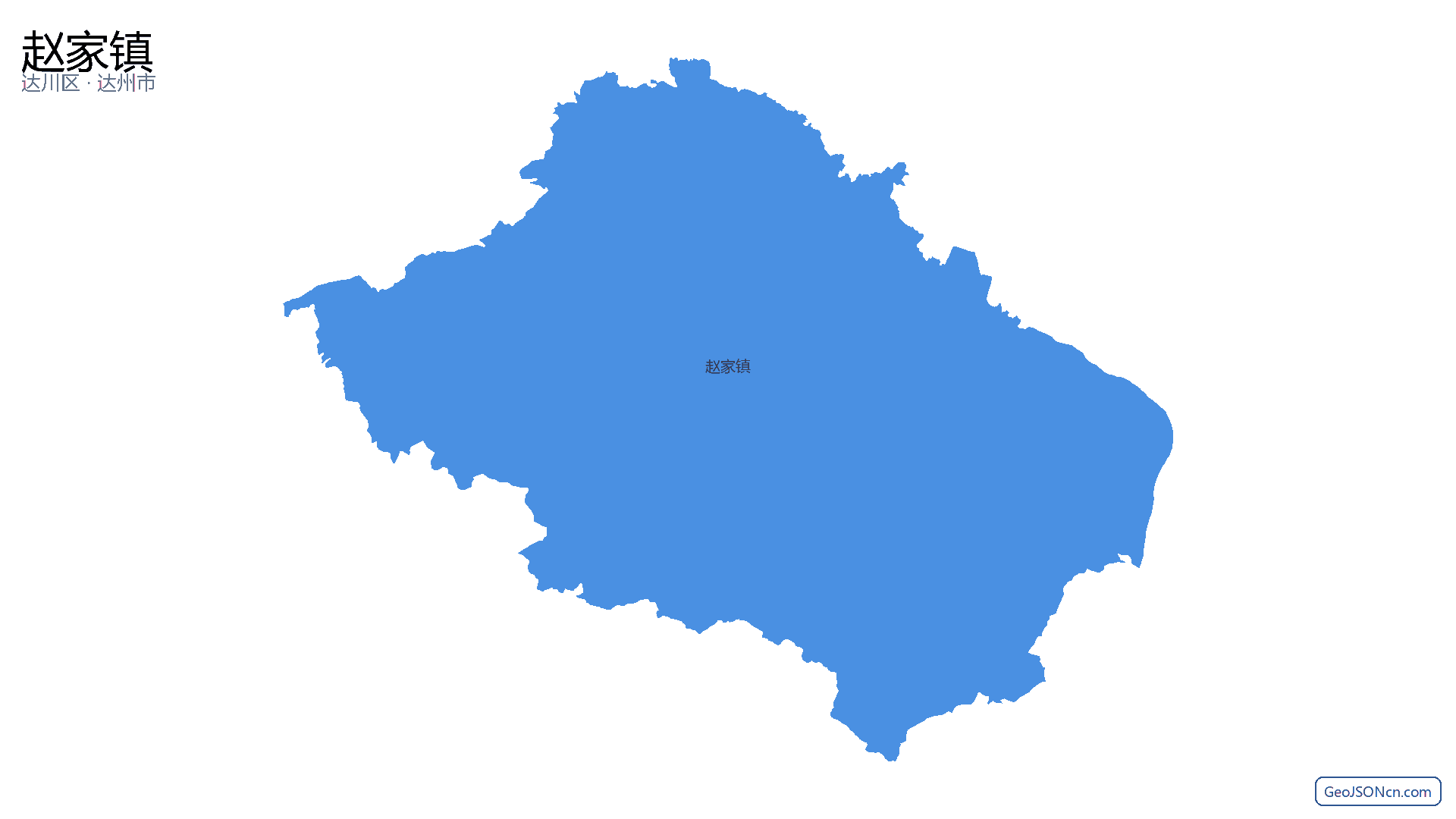 赵家镇行政区划边界地图(达川区·达州市),提供GeoJSON、SHP矢量边界数据下载及高清地图大图(PNG/JPG) - GeoJSONcn.com