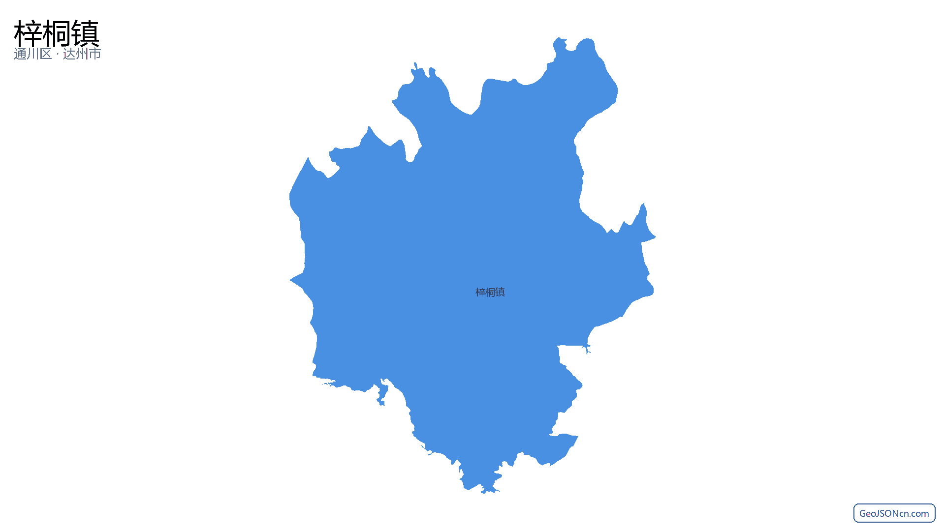 梓桐镇行政区划边界地图（通川区·达州市）,提供GeoJSON、SHP矢量边界数据下载及高清地图大图(PNG/JPG) - GeoJSONcn.com