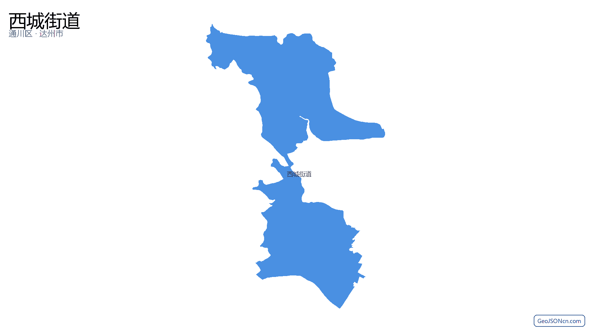 西城街道行政区划边界地图(通川区·达州市),提供GeoJSON、SHP矢量边界数据下载及高清地图大图(PNG/JPG) - GeoJSONcn.com