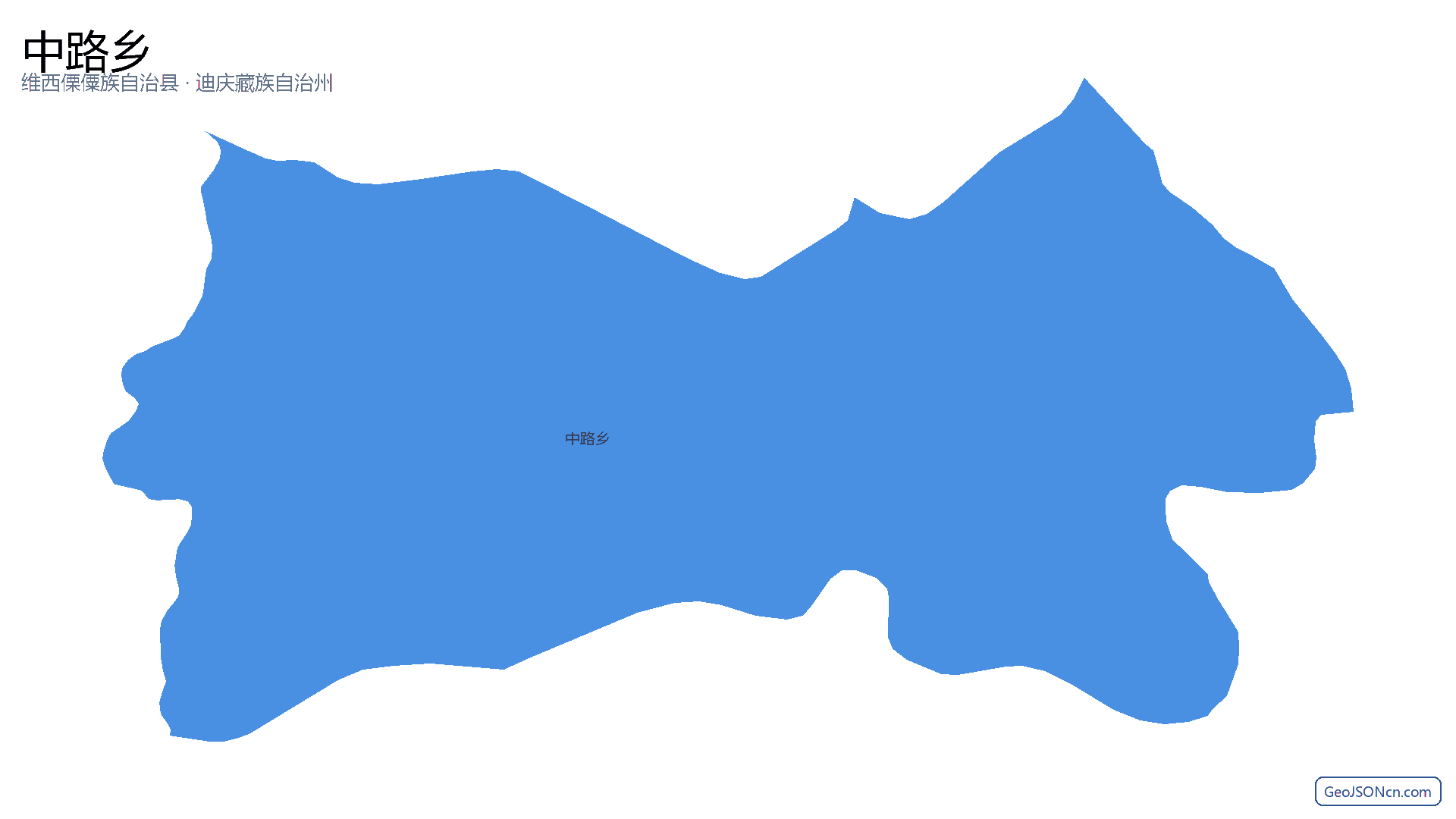 中路乡行政区划边界地图（维西傈僳族自治县·迪庆藏族自治州）,提供GeoJSON、SHP矢量边界数据下载及高清地图大图(PNG/JPG) - GeoJSONcn.com