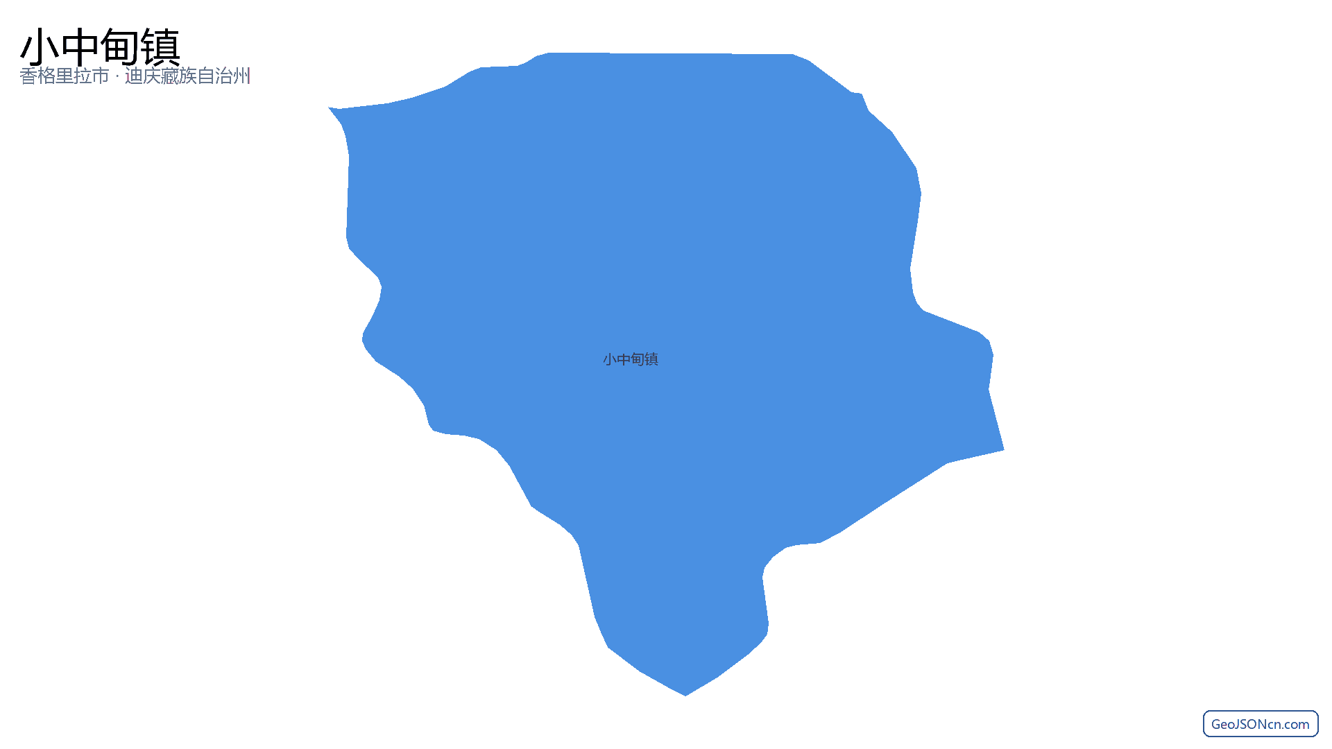 小中甸镇行政区划边界地图（香格里拉市·迪庆藏族自治州）,提供GeoJSON、SHP矢量边界数据下载及高清地图大图(PNG/JPG) - GeoJSONcn.com