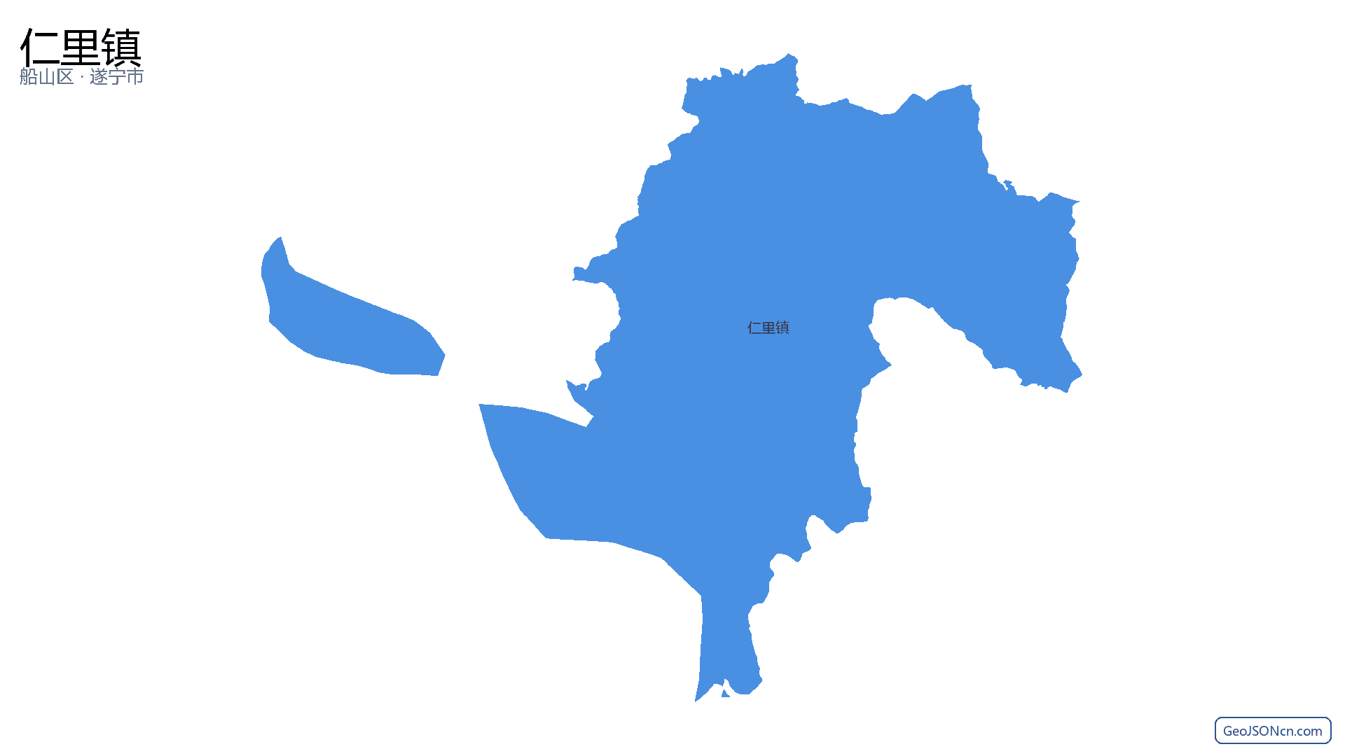 仁里镇行政区划边界地图(船山区·遂宁市),提供GeoJSON、SHP矢量边界数据下载及高清地图大图(PNG/JPG) - GeoJSONcn.com