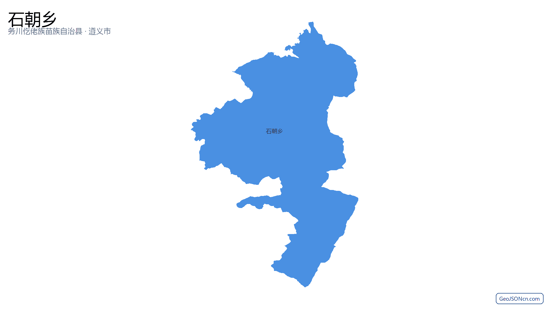 石朝乡行政区划边界地图（务川仡佬族苗族自治县·遵义市）,提供GeoJSON、SHP矢量边界数据下载及高清地图大图(PNG/JPG) - GeoJSONcn.com