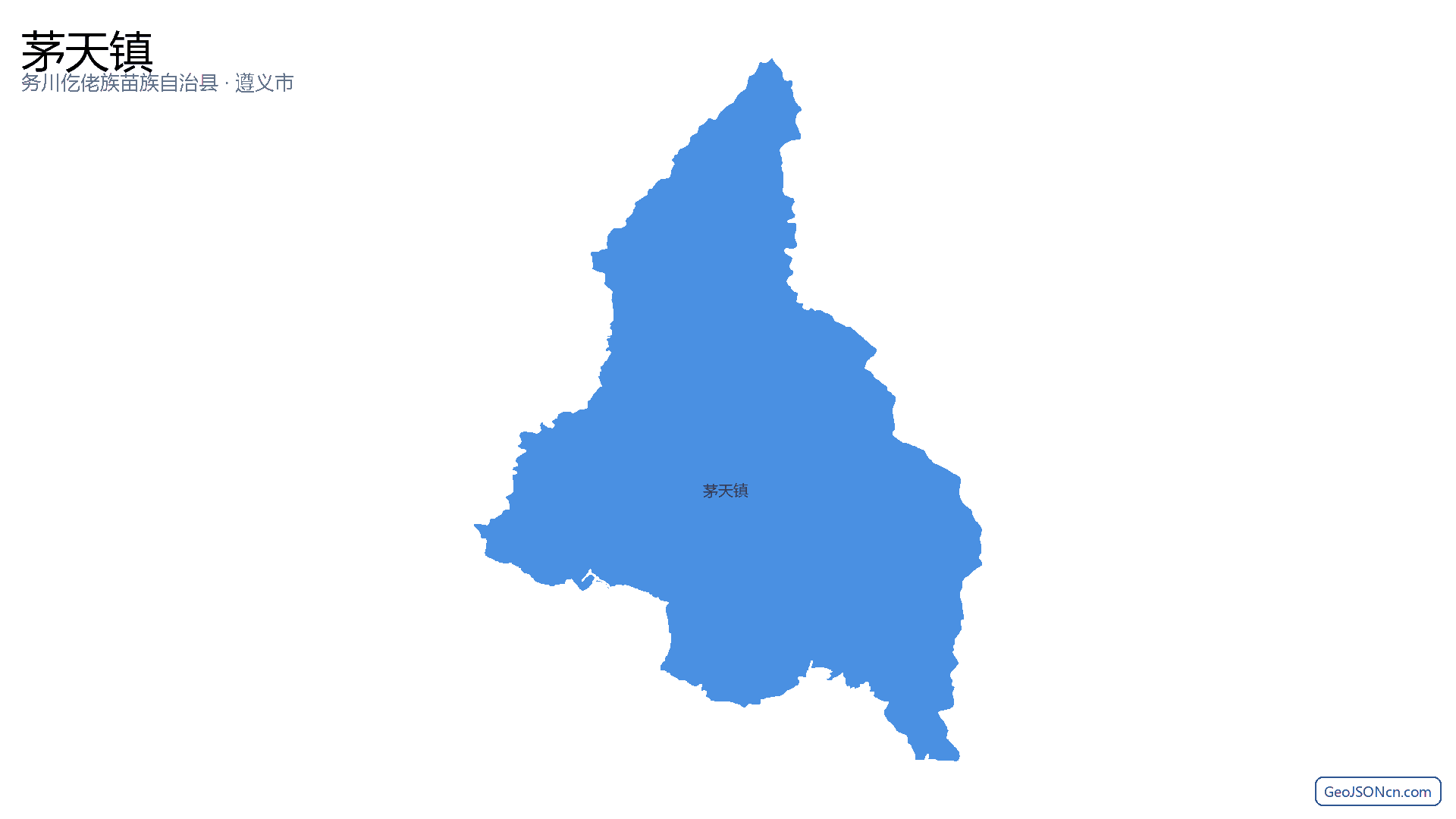 茅天镇行政区划边界地图（务川仡佬族苗族自治县·遵义市）,提供GeoJSON、SHP矢量边界数据下载及高清地图大图(PNG/JPG) - GeoJSONcn.com