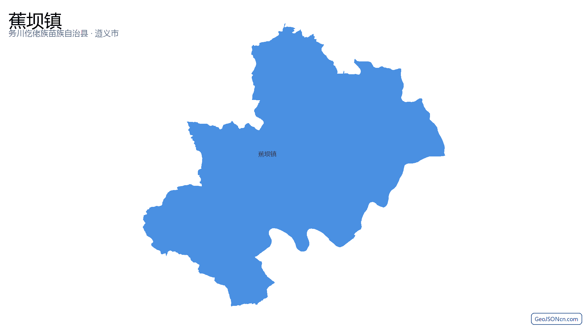 蕉坝镇行政区划边界地图(务川仡佬族苗族自治县·遵义市),提供GeoJSON、SHP矢量边界数据下载及高清地图大图(PNG/JPG) - GeoJSONcn.com