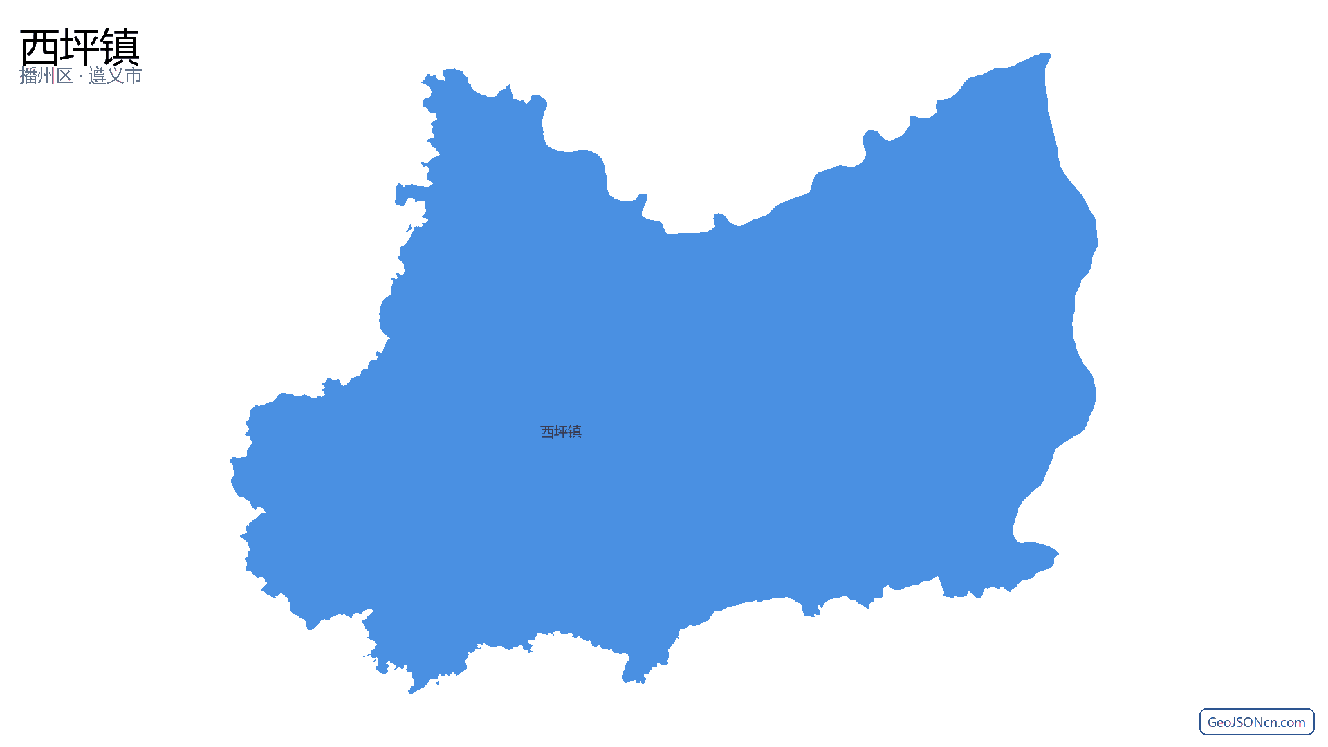 西坪镇行政区划边界地图(播州区·遵义市),提供GeoJSON、SHP矢量边界数据下载及高清地图大图(PNG/JPG) - GeoJSONcn.com