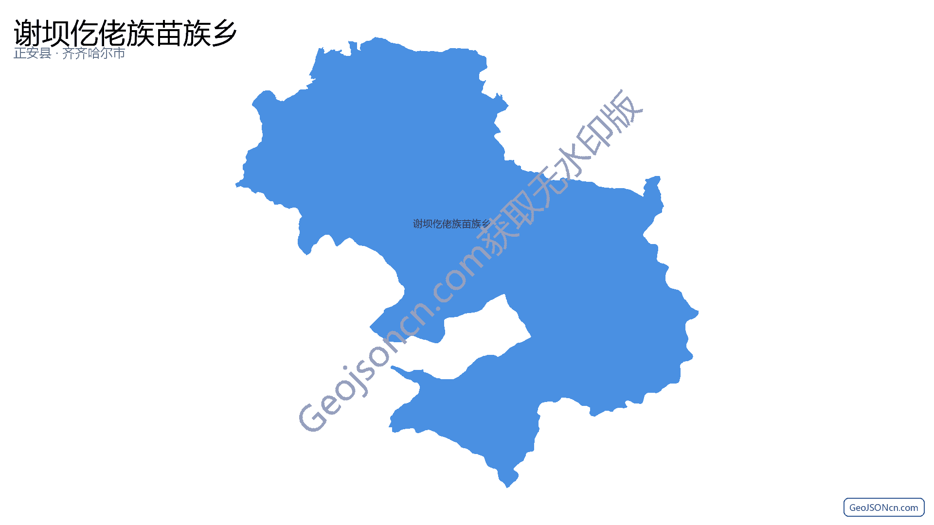 谢坝仡佬族苗族乡行政区划边界地图(正安县·遵义市),提供GeoJSON、SHP矢量边界数据下载及高清地图大图(PNG/JPG) - GeoJSONcn.com