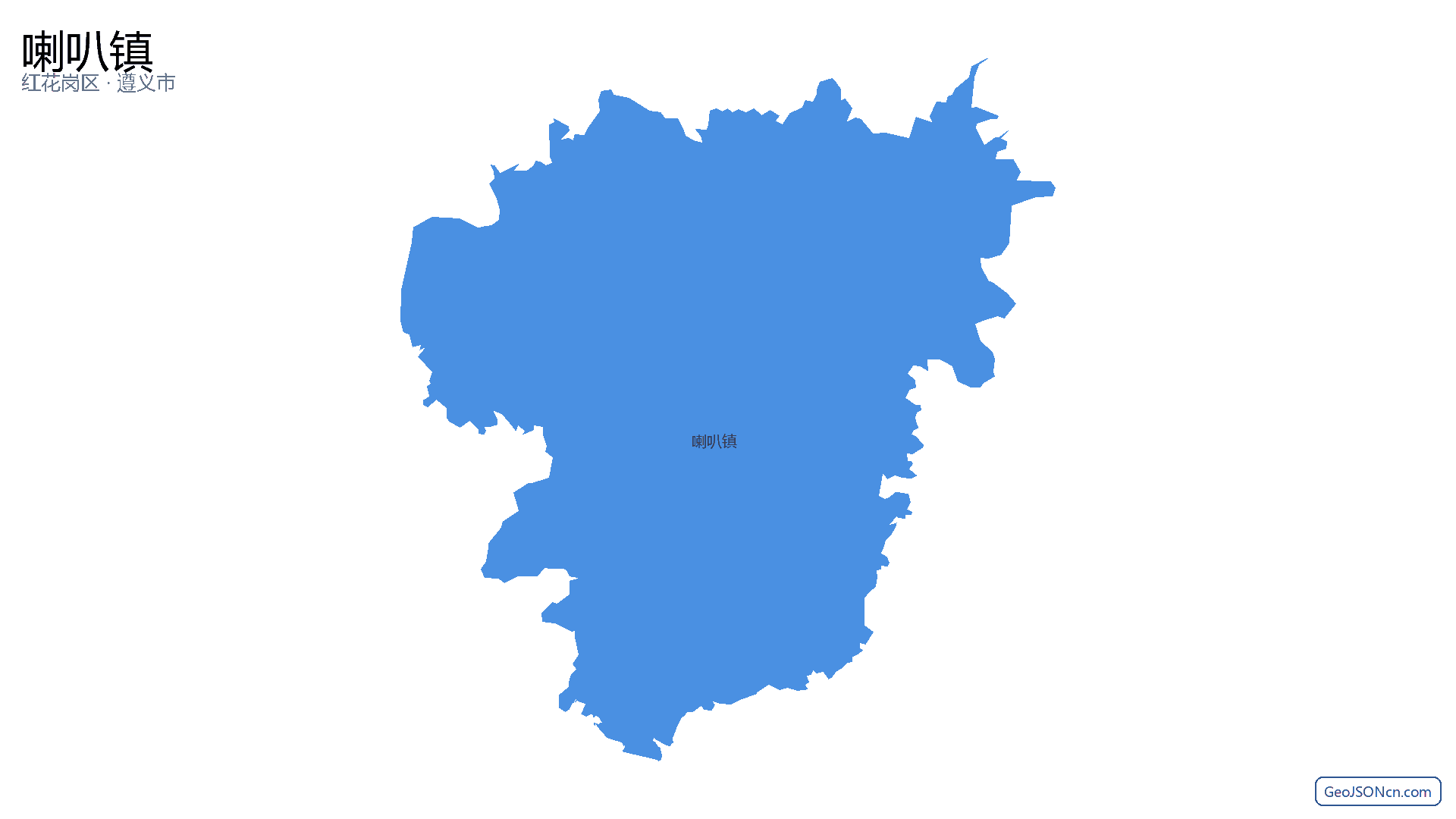 喇叭镇行政区划边界地图(红花岗区·遵义市),提供GeoJSON、SHP矢量边界数据下载及高清地图大图(PNG/JPG) - GeoJSONcn.com