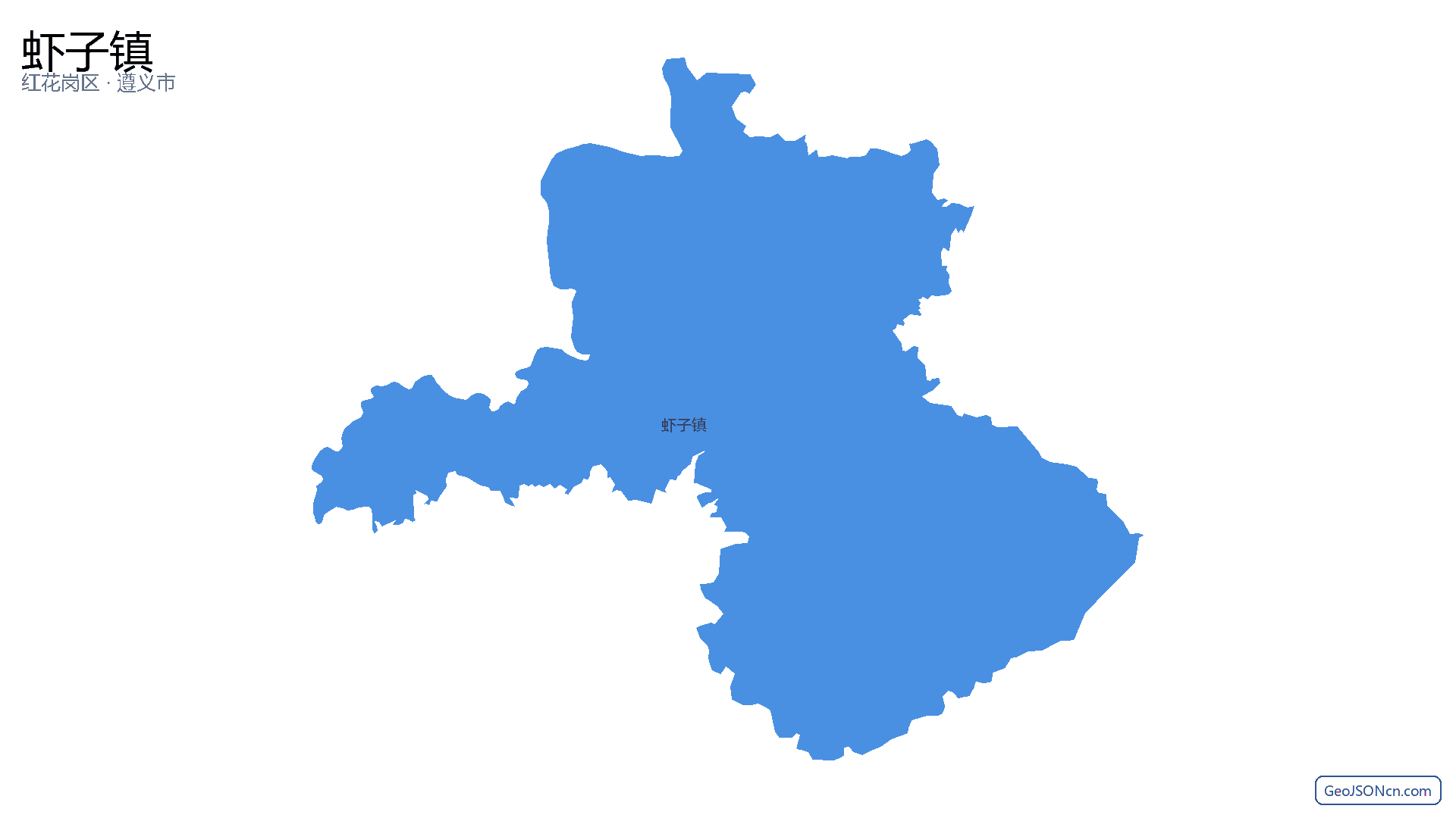 虾子镇行政区划边界地图(红花岗区·遵义市),提供GeoJSON、SHP矢量边界数据下载及高清地图大图(PNG/JPG) - GeoJSONcn.com