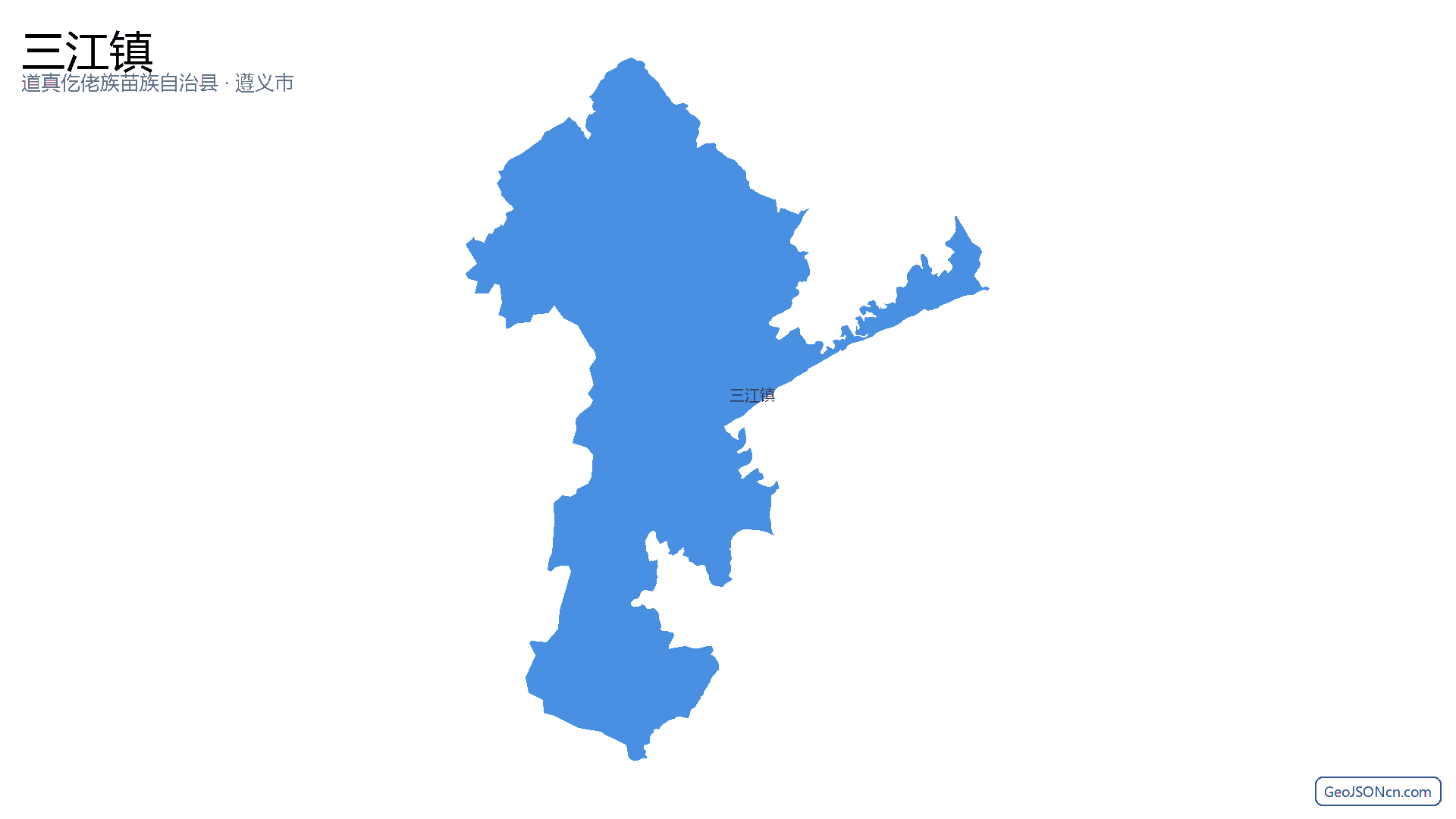 三江镇行政区划边界地图(道真仡佬族苗族自治县·遵义市),提供GeoJSON、SHP矢量边界数据下载及高清地图大图(PNG/JPG) - GeoJSONcn.com