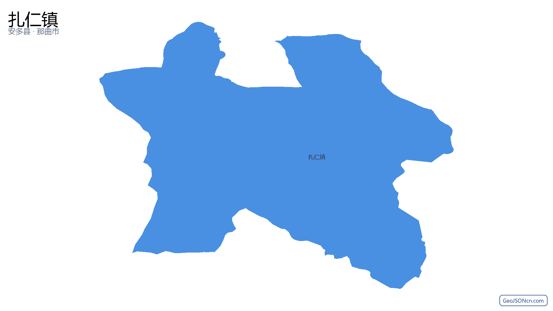 扎仁镇行政区划边界地图（安多县·那曲市）,提供GeoJSON、SHP矢量边界数据下载及高清地图大图(PNG/JPG) - GeoJSONcn.com