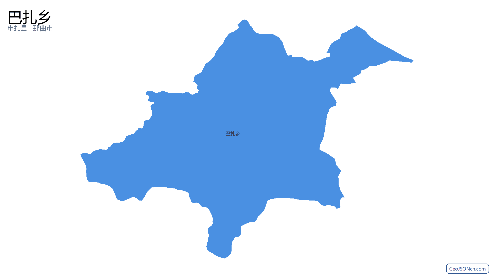 巴扎乡行政区划边界地图（申扎县·那曲市）,提供GeoJSON、SHP矢量边界数据下载及高清地图大图(PNG/JPG) - GeoJSONcn.com