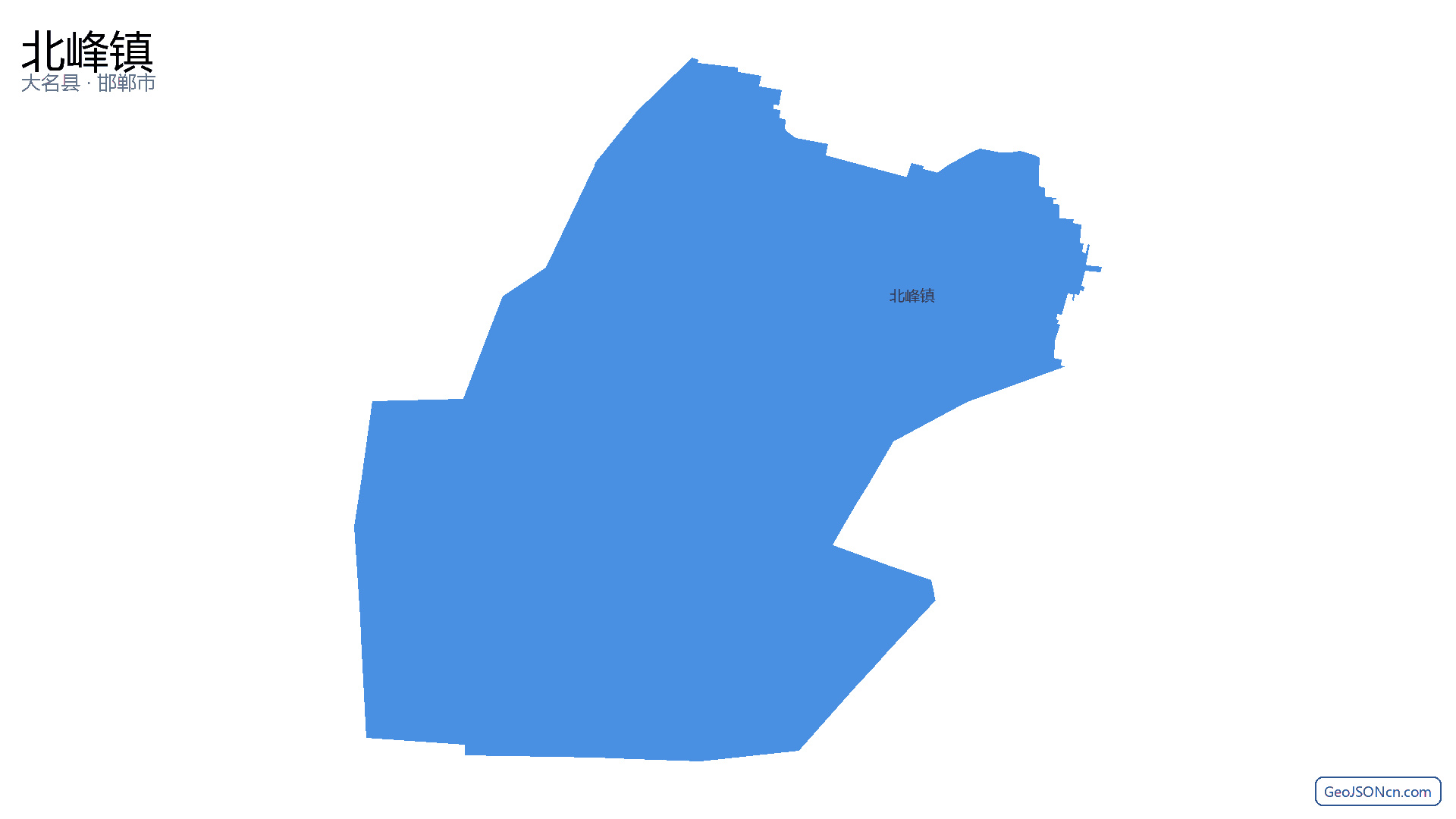 北峰镇行政区划边界地图(大名县·邯郸市),提供GeoJSON、SHP矢量边界数据下载及高清地图大图(PNG/JPG) - GeoJSONcn.com