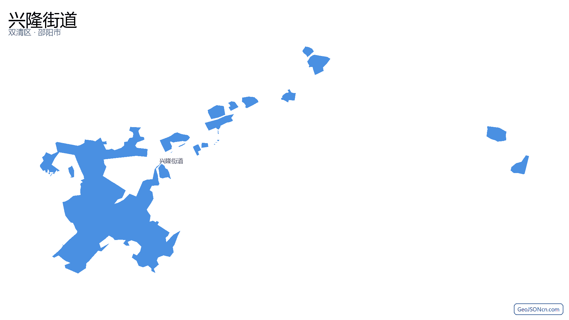兴隆街道行政区划边界地图(双清区·邵阳市),提供GeoJSON、SHP矢量边界数据下载及高清地图大图(PNG/JPG) - GeoJSONcn.com