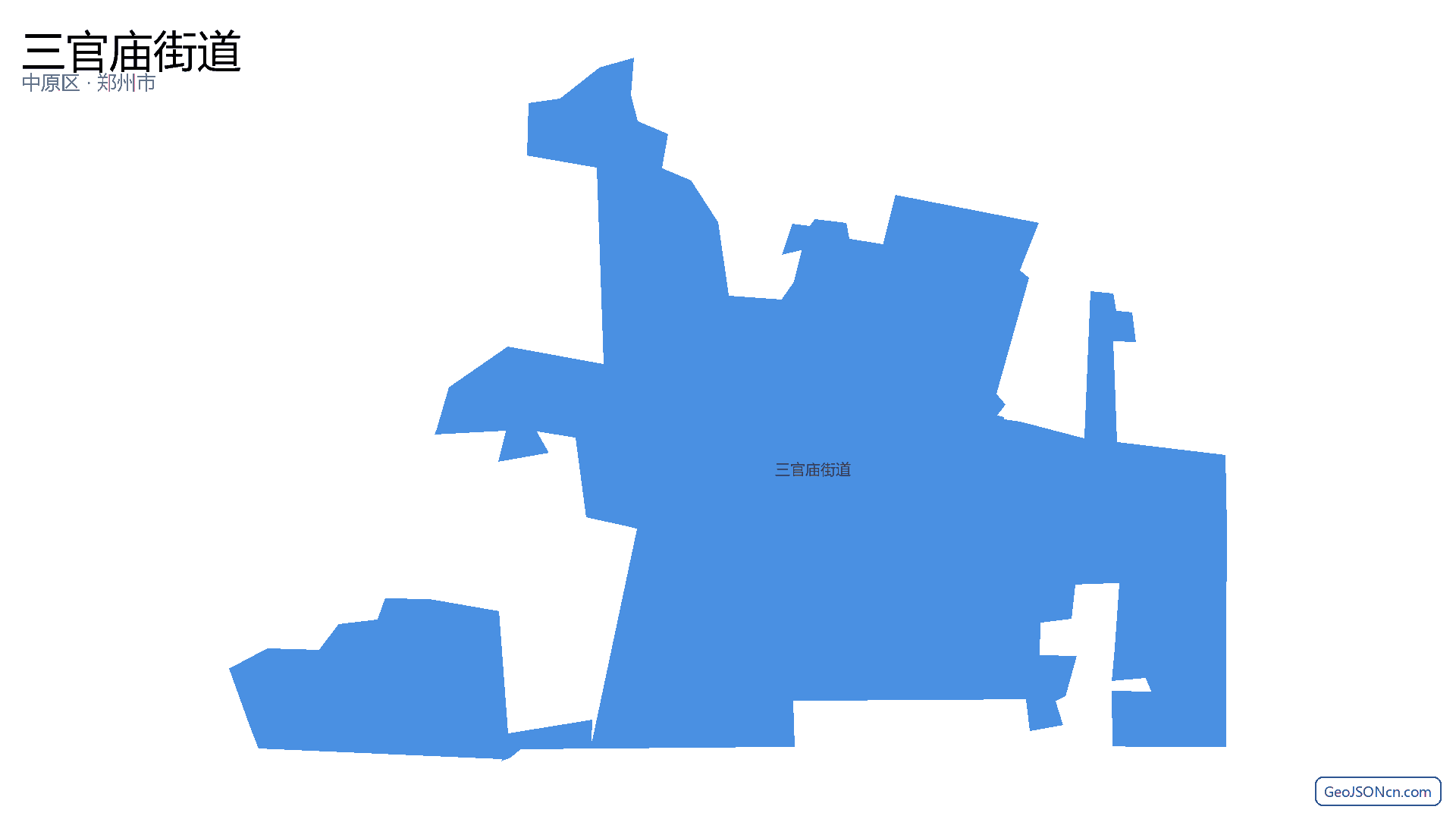 三官庙街道行政区划边界地图（中原区·郑州市）,提供GeoJSON、SHP矢量边界数据下载及高清地图大图(PNG/JPG) - GeoJSONcn.com
