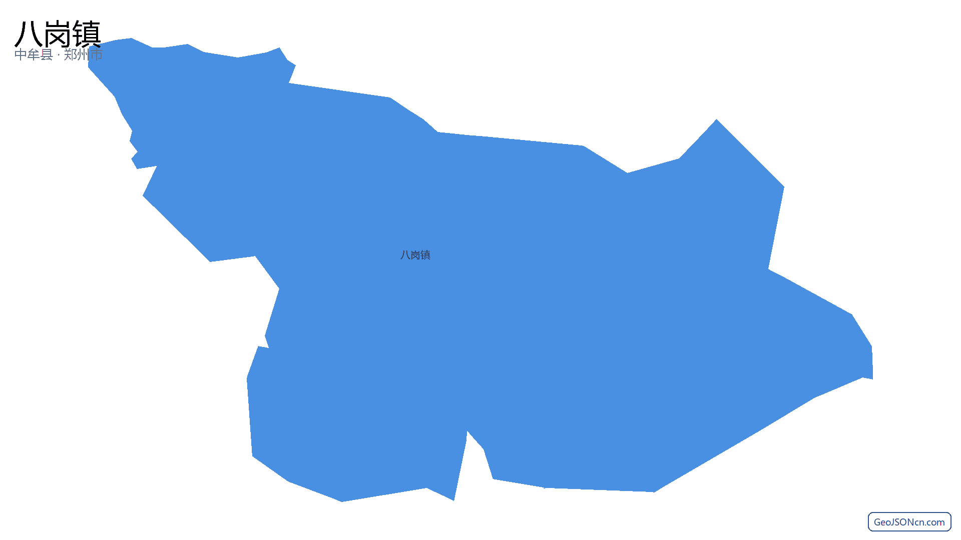 八岗镇行政区划边界地图(中牟县·郑州市),提供GeoJSON、SHP矢量边界数据下载及高清地图大图(PNG/JPG) - GeoJSONcn.com