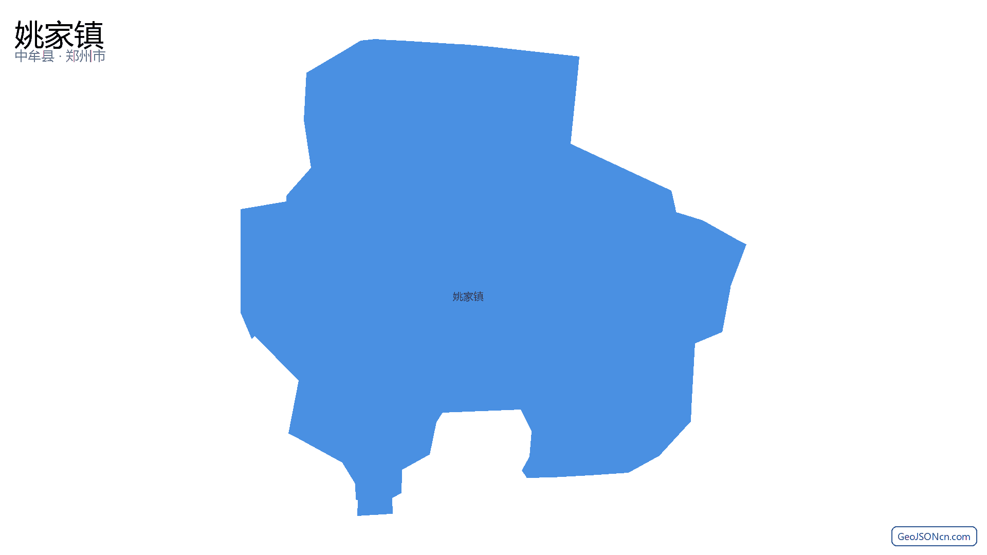 姚家镇行政区划边界地图(中牟县·郑州市),提供GeoJSON、SHP矢量边界数据下载及高清地图大图(PNG/JPG) - GeoJSONcn.com