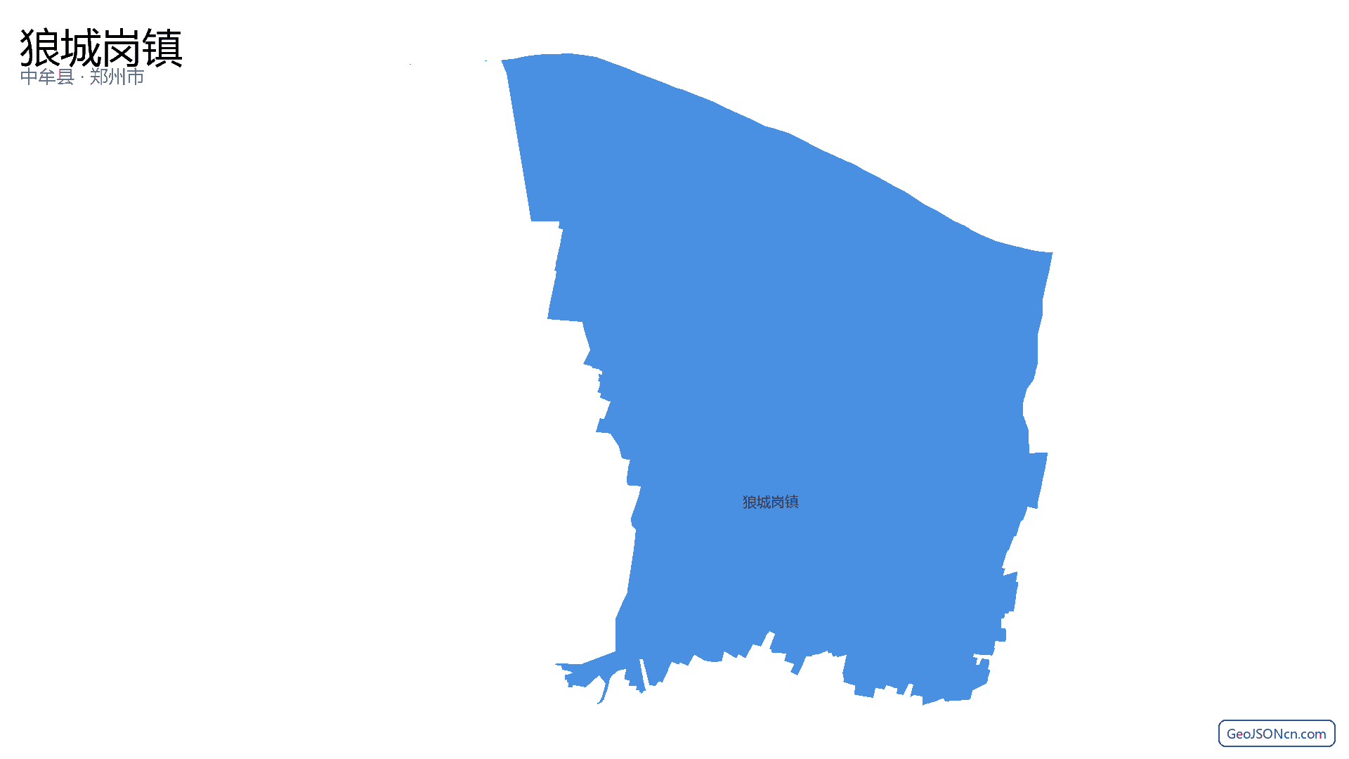 狼城岗镇行政区划边界地图(中牟县·郑州市),提供GeoJSON、SHP矢量边界数据下载及高清地图大图(PNG/JPG) - GeoJSONcn.com