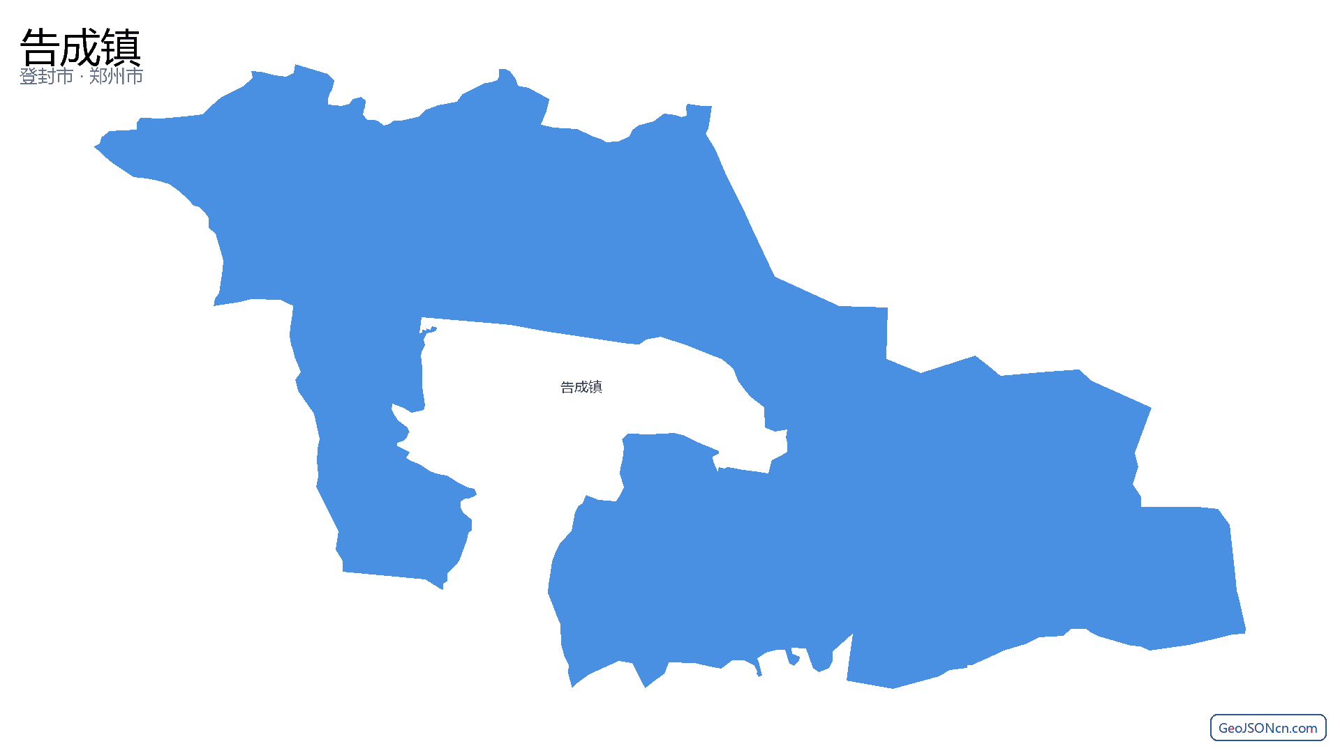 告成镇行政区划边界地图（登封市·郑州市）,提供GeoJSON、SHP矢量边界数据下载及高清地图大图(PNG/JPG) - GeoJSONcn.com