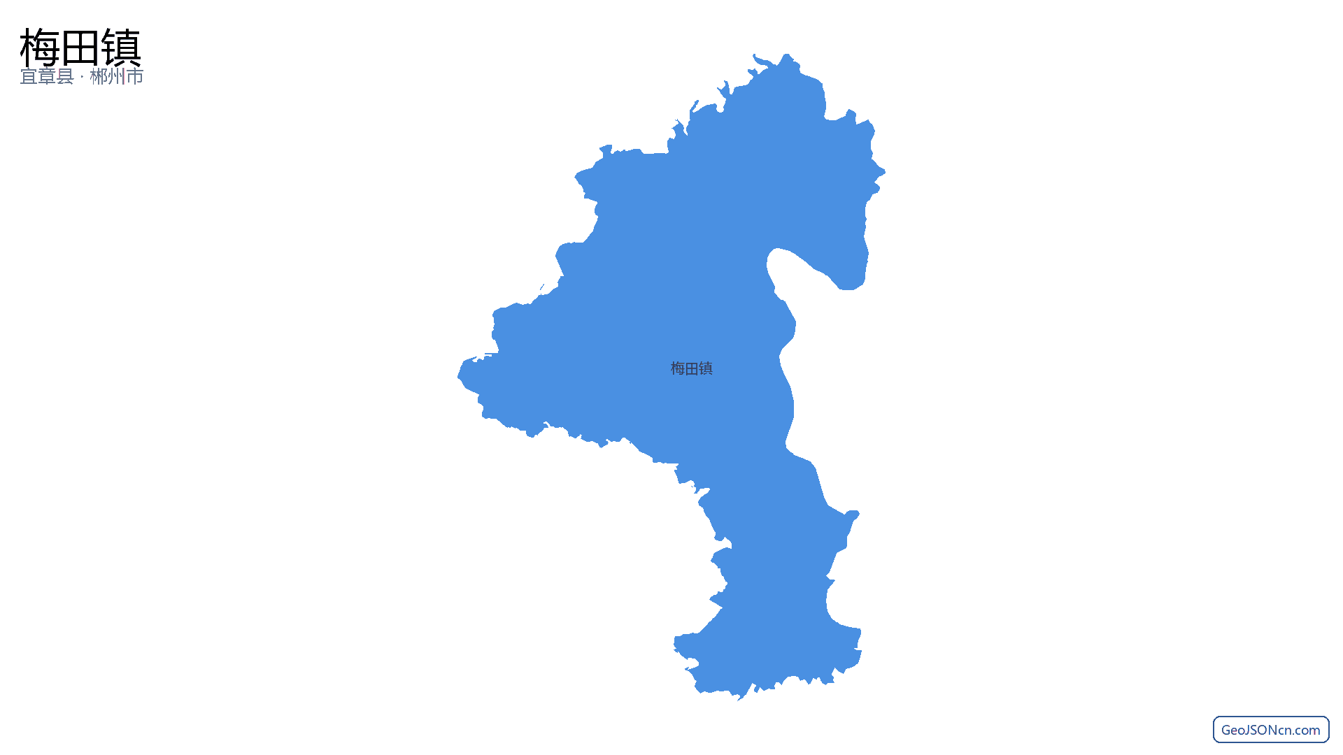 梅田镇行政区划边界地图（宜章县·郴州市）,提供GeoJSON、SHP矢量边界数据下载及高清地图大图(PNG/JPG) - GeoJSONcn.com