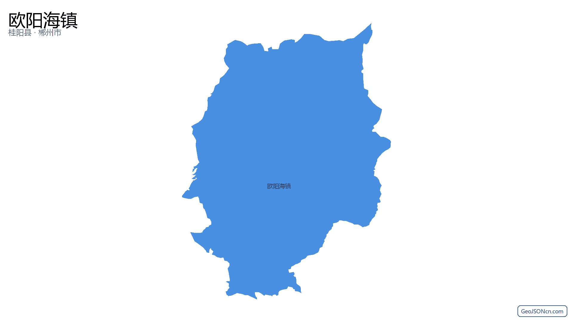 欧阳海镇行政区划边界地图(桂阳县·郴州市),提供GeoJSON、SHP矢量边界数据下载及高清地图大图(PNG/JPG) - GeoJSONcn.com