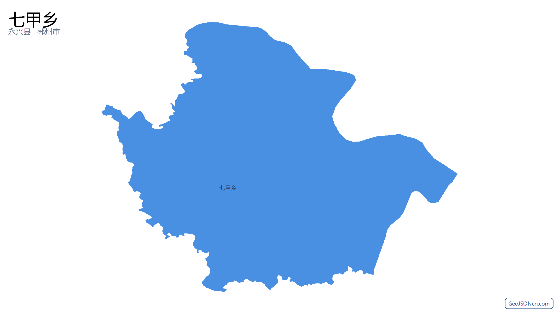 七甲乡行政区划边界地图（永兴县·郴州市）,提供GeoJSON、SHP矢量边界数据下载及高清地图大图(PNG/JPG) - GeoJSONcn.com