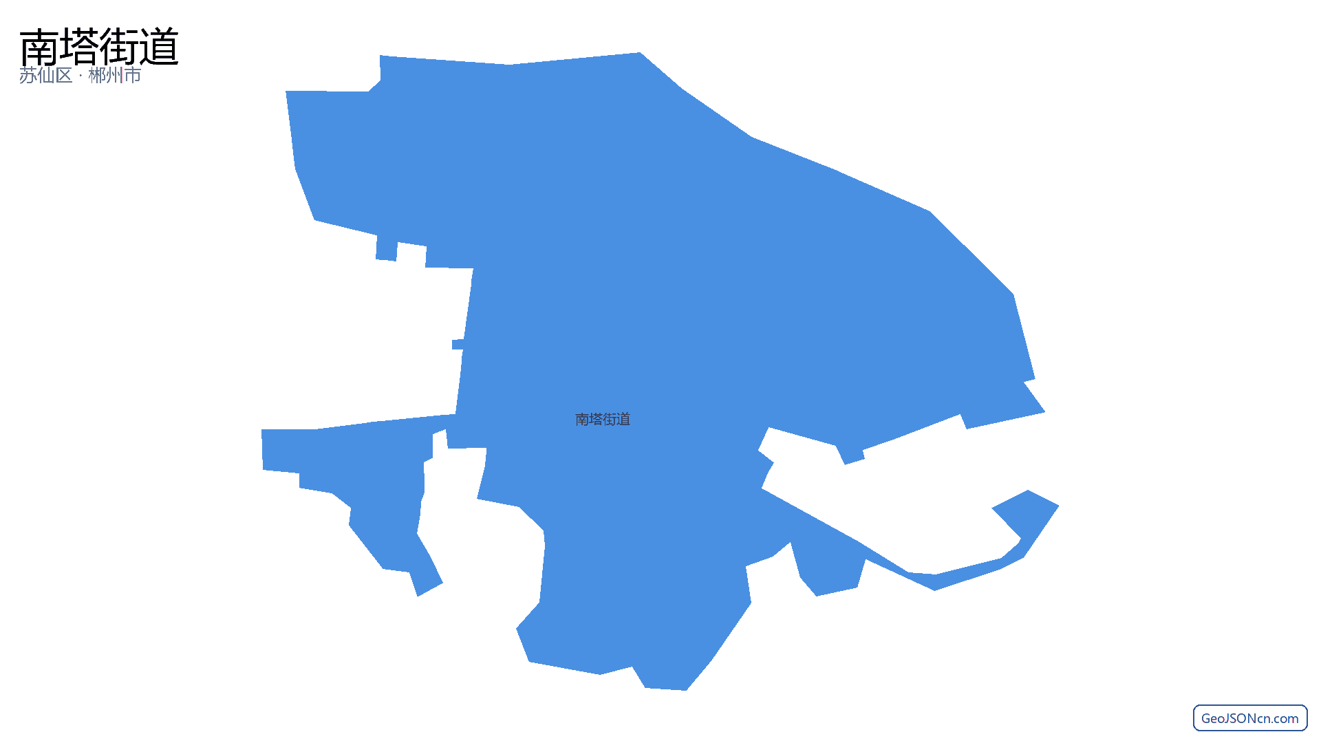 南塔街道行政区划边界地图(苏仙区·郴州市),提供GeoJSON、SHP矢量边界数据下载及高清地图大图(PNG/JPG) - GeoJSONcn.com