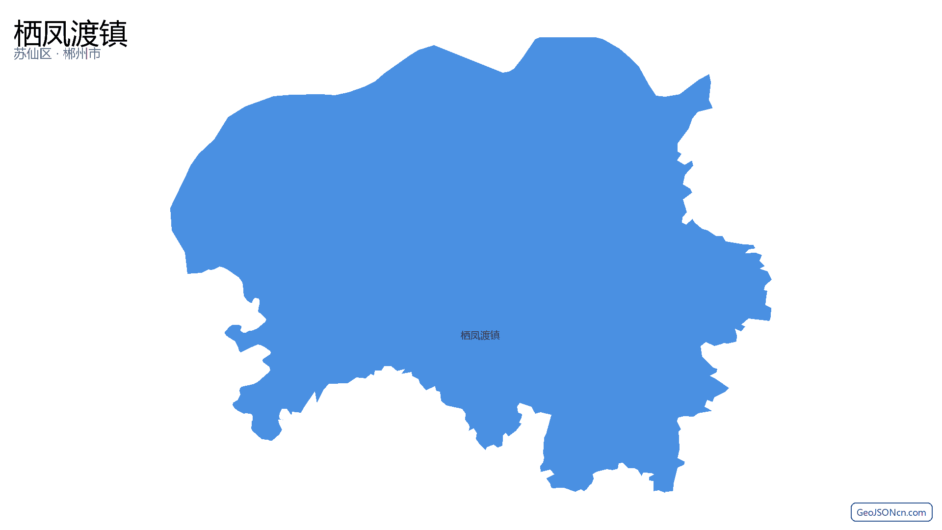 栖凤渡镇行政区划边界地图(苏仙区·郴州市),提供GeoJSON、SHP矢量边界数据下载及高清地图大图(PNG/JPG) - GeoJSONcn.com